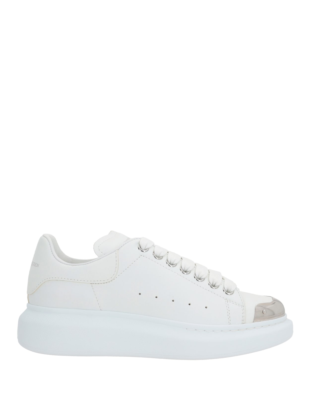ALEXANDER MCQUEEN WHITE OVERSIZED SNEAKERS WITH SILVER METAL TOE