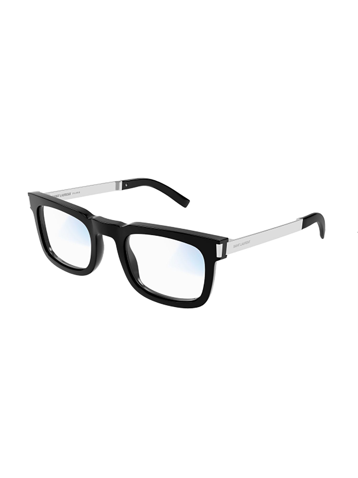 Shop Saint Laurent Sl 581 Sunglasses In Black Silver Transpar