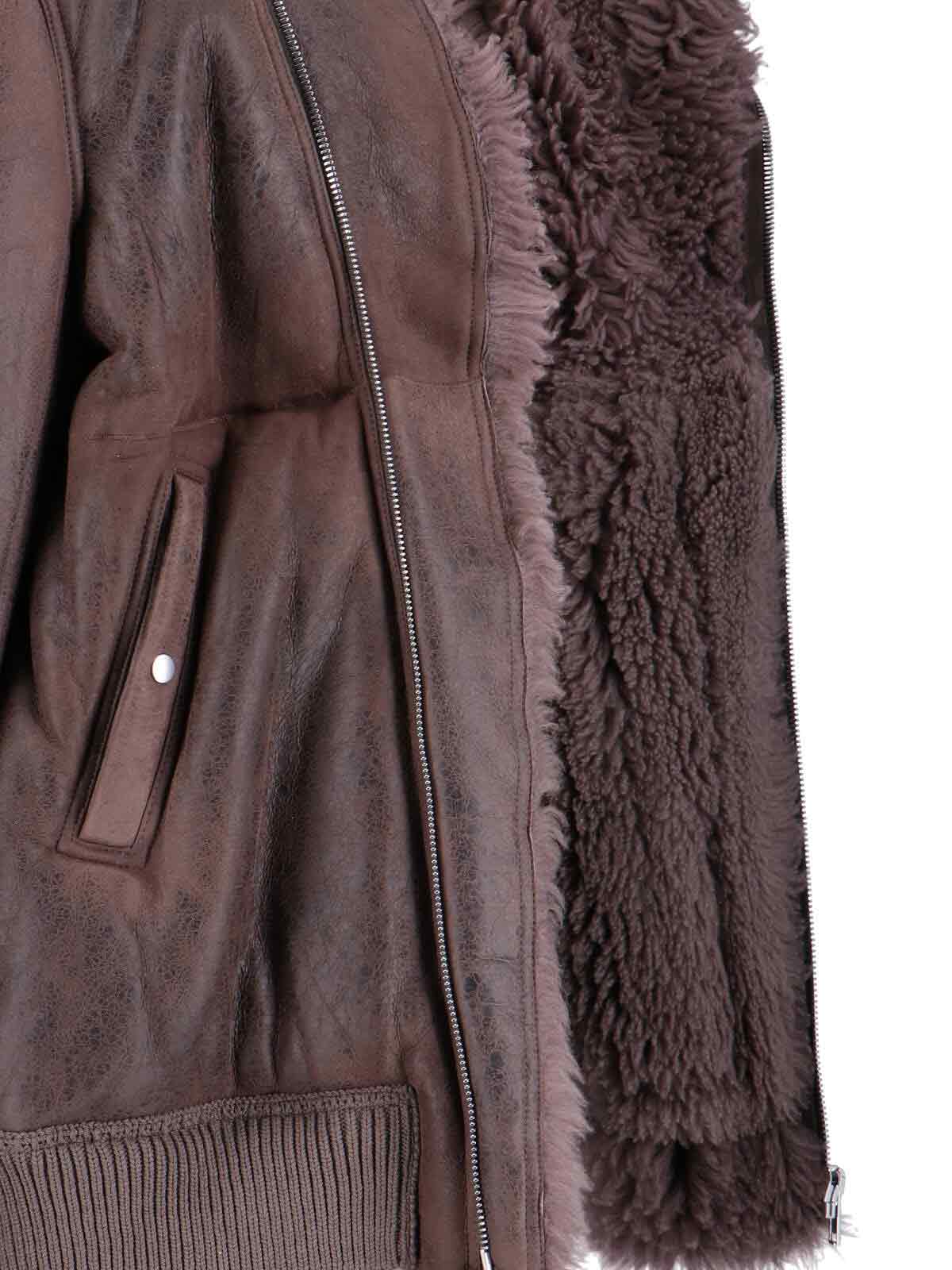 Rick Owens Lamb Leather And Shearling Jacket In Brown