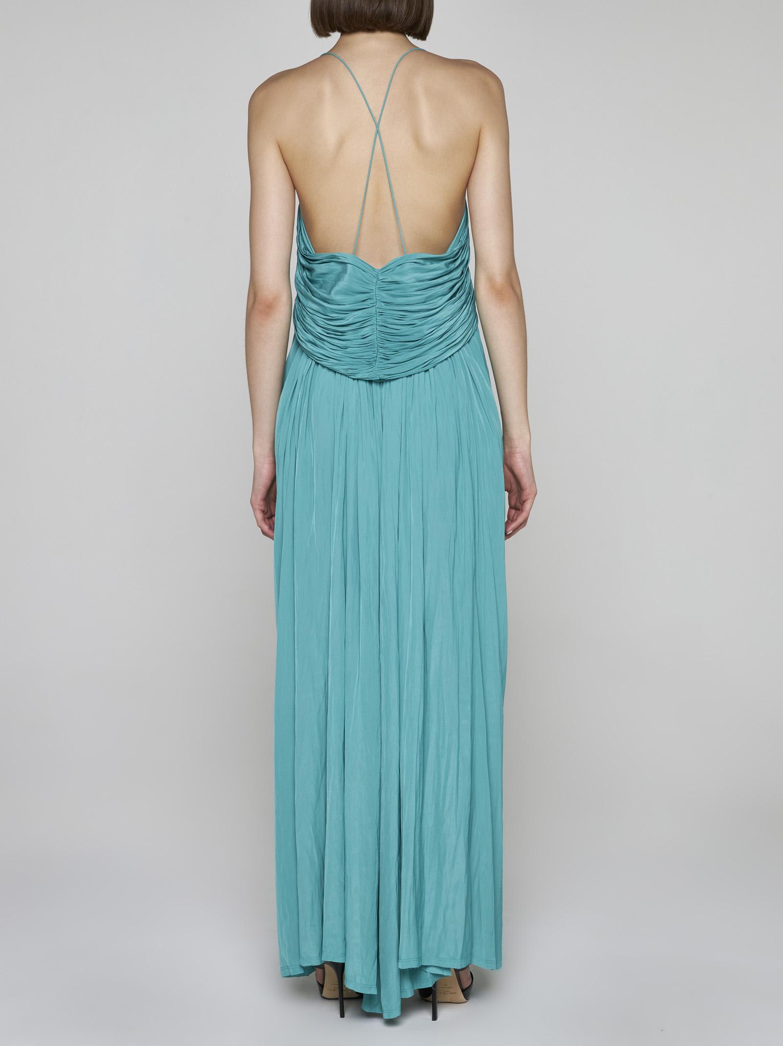 Shop Lanvin Pleated Long Dress In Jade