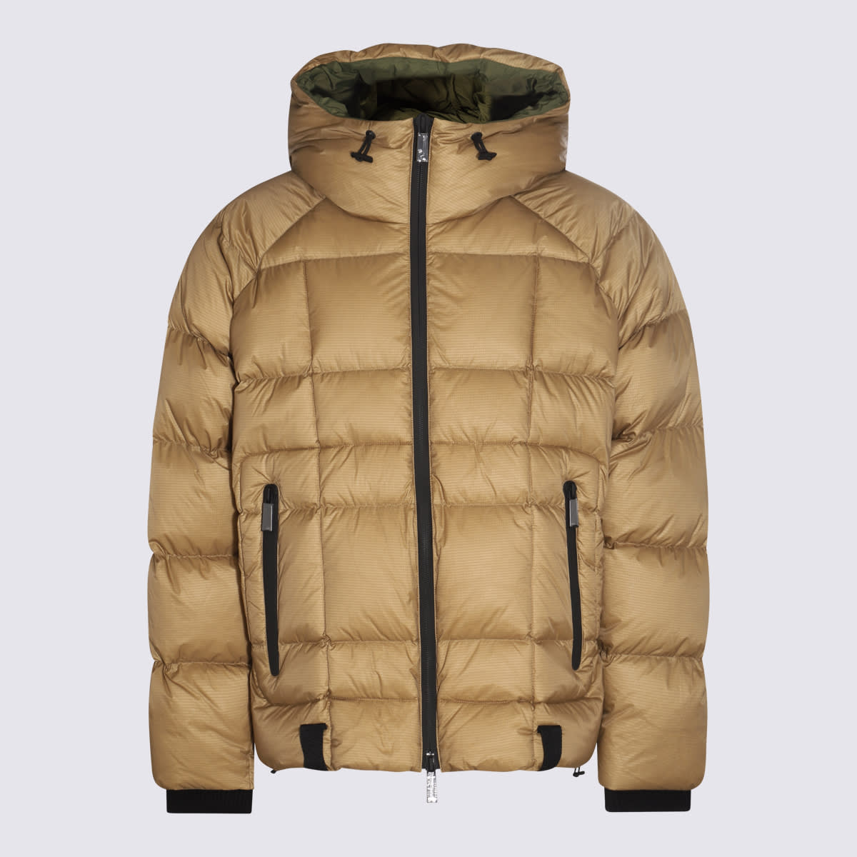 Shop Dsquared2 Beige, Cream And Black Down Jacket In Walnut