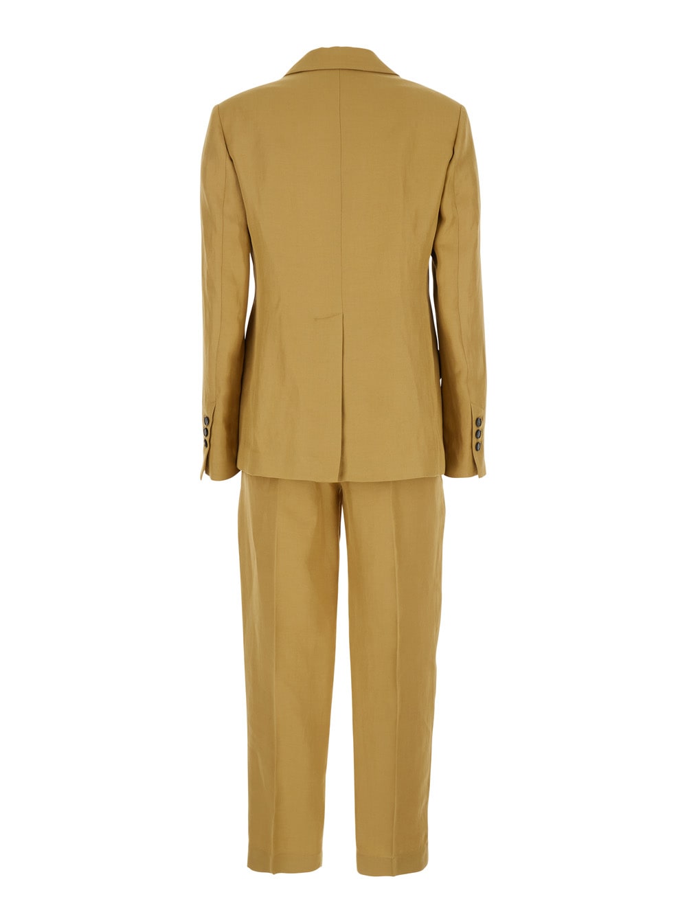 TELA BEIGE DOUBLE-BREASTED SUIT WITH NOTCHED REVERS IN LINEN AND VISCOSE BLEND WOMAN