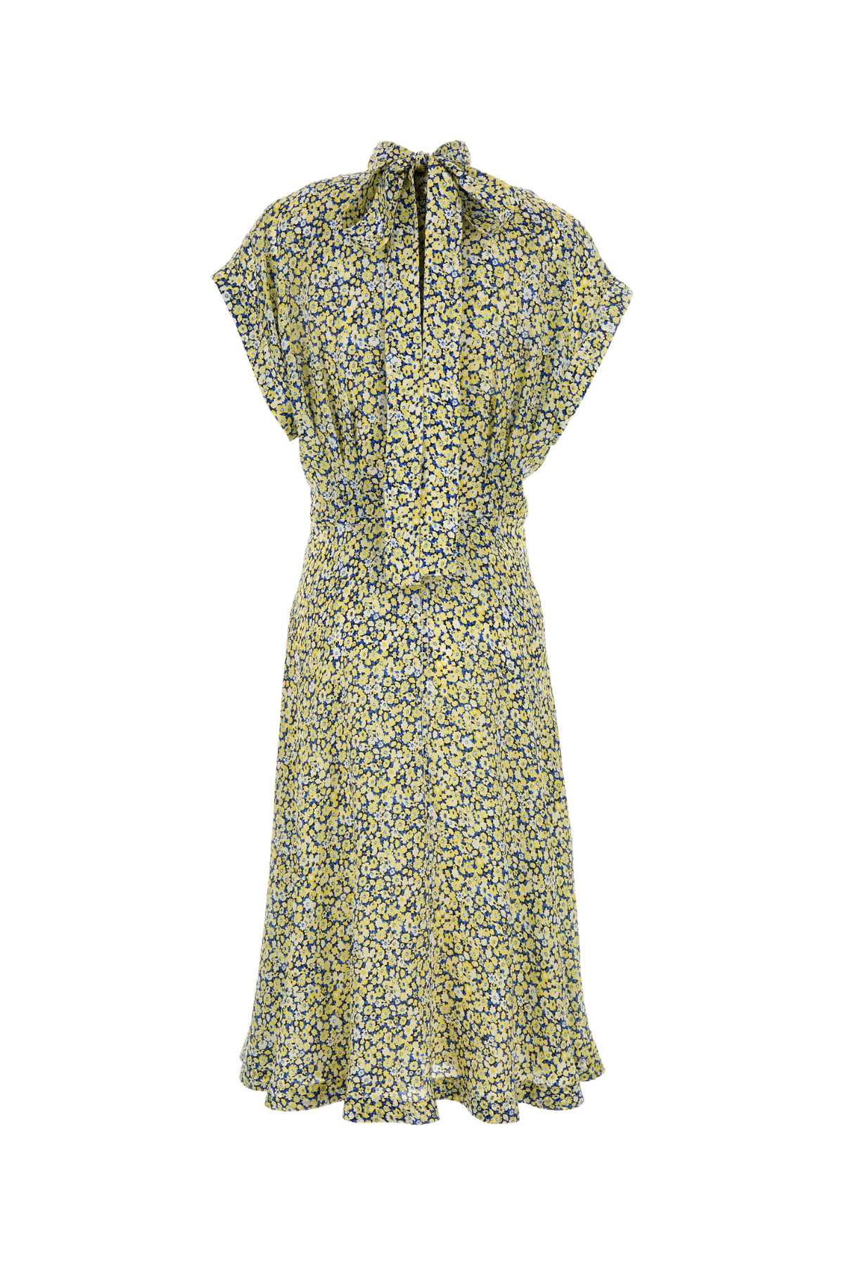 Bottega Veneta Women Printed Silk Dress In Green