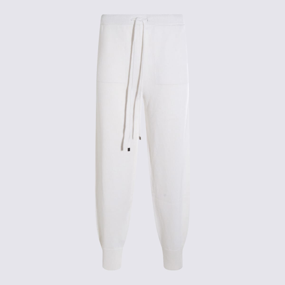 Antonelli Relaxed-fit White Cotton Pants With Drawstring Waist In Multi