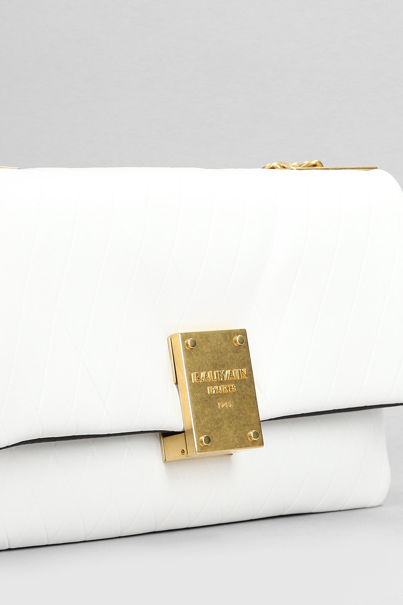 Shop Balmain 1945 Soft Shoulder Bag In White Leather