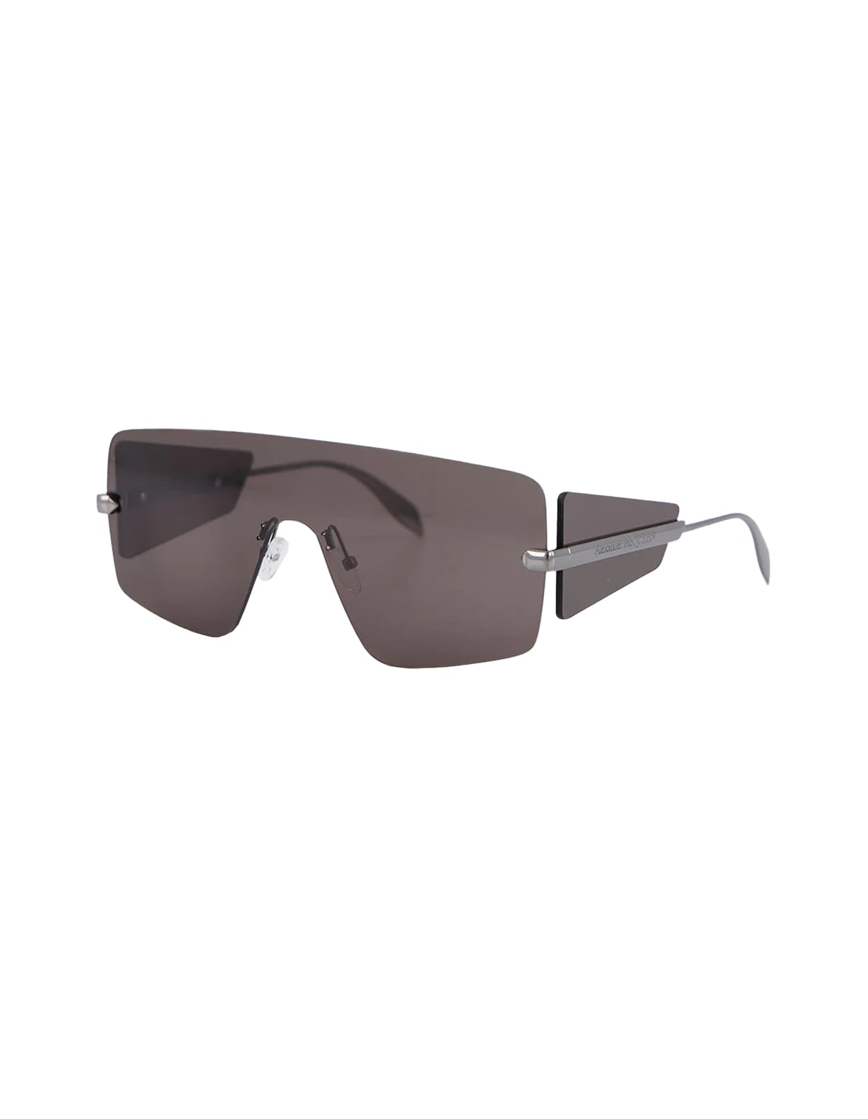 Shop Alexander Mcqueen Dark Grey Shield Sunglasses