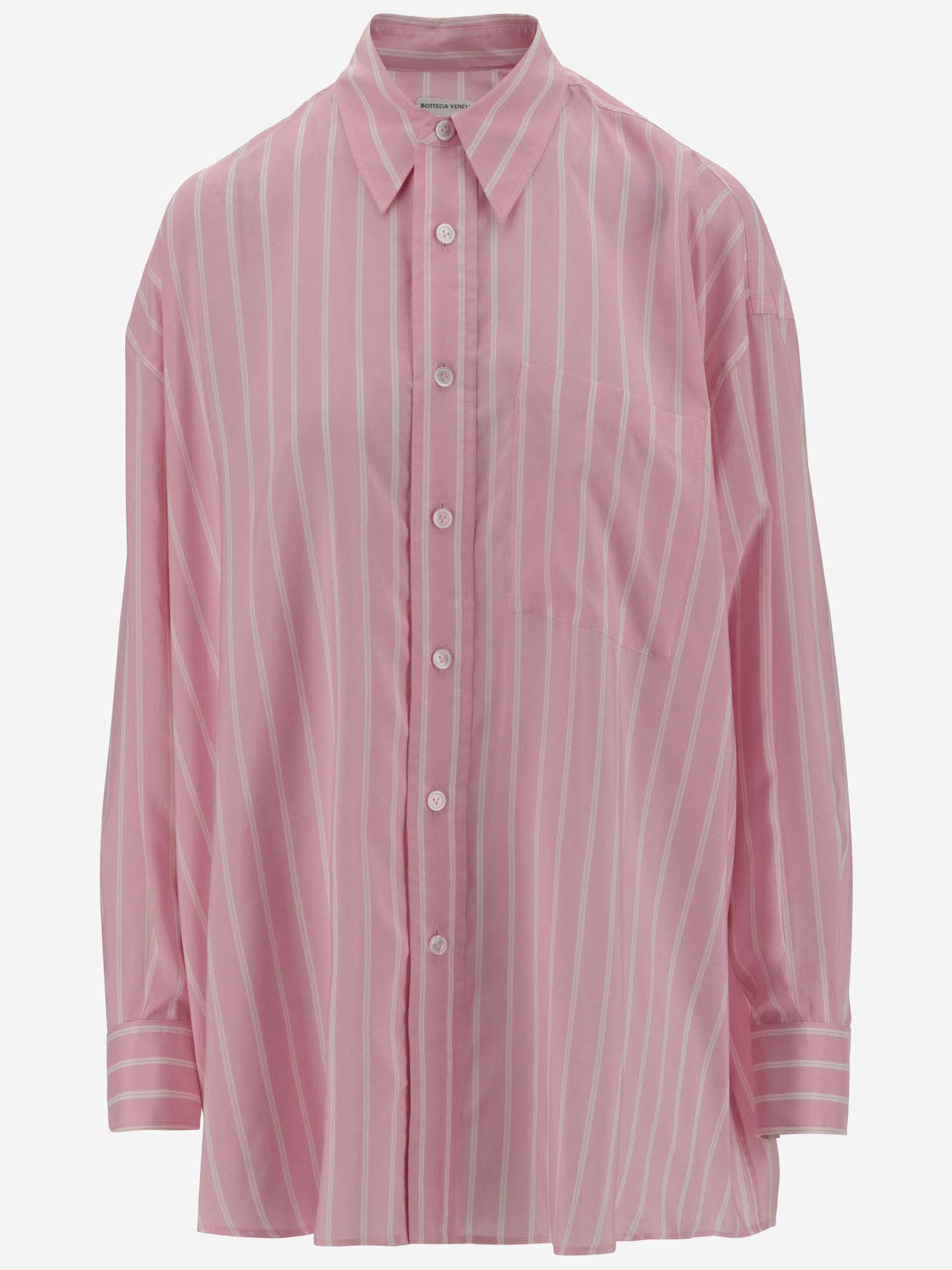 Bottega Veneta Silk Shirt With Striped Pattern In Pink