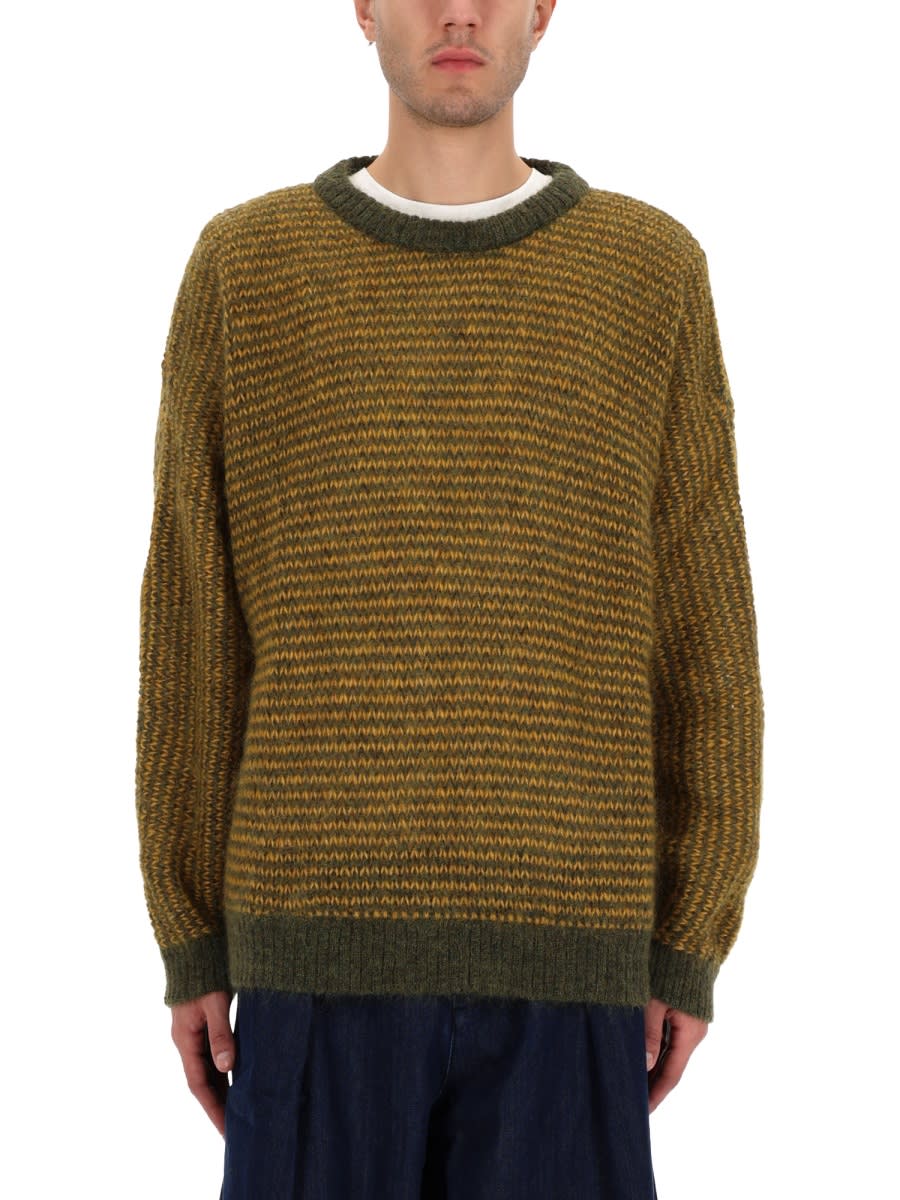 Ymc You Must Create Textured Knit Crew Neck Sweater In Green