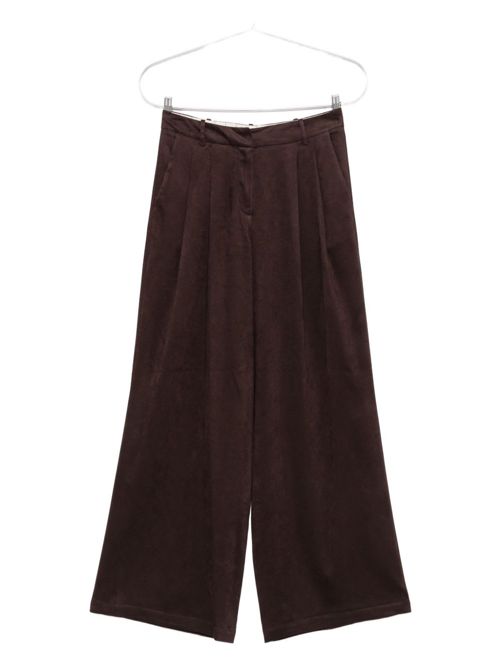 Alysi Wide Leg Trousers In Brown