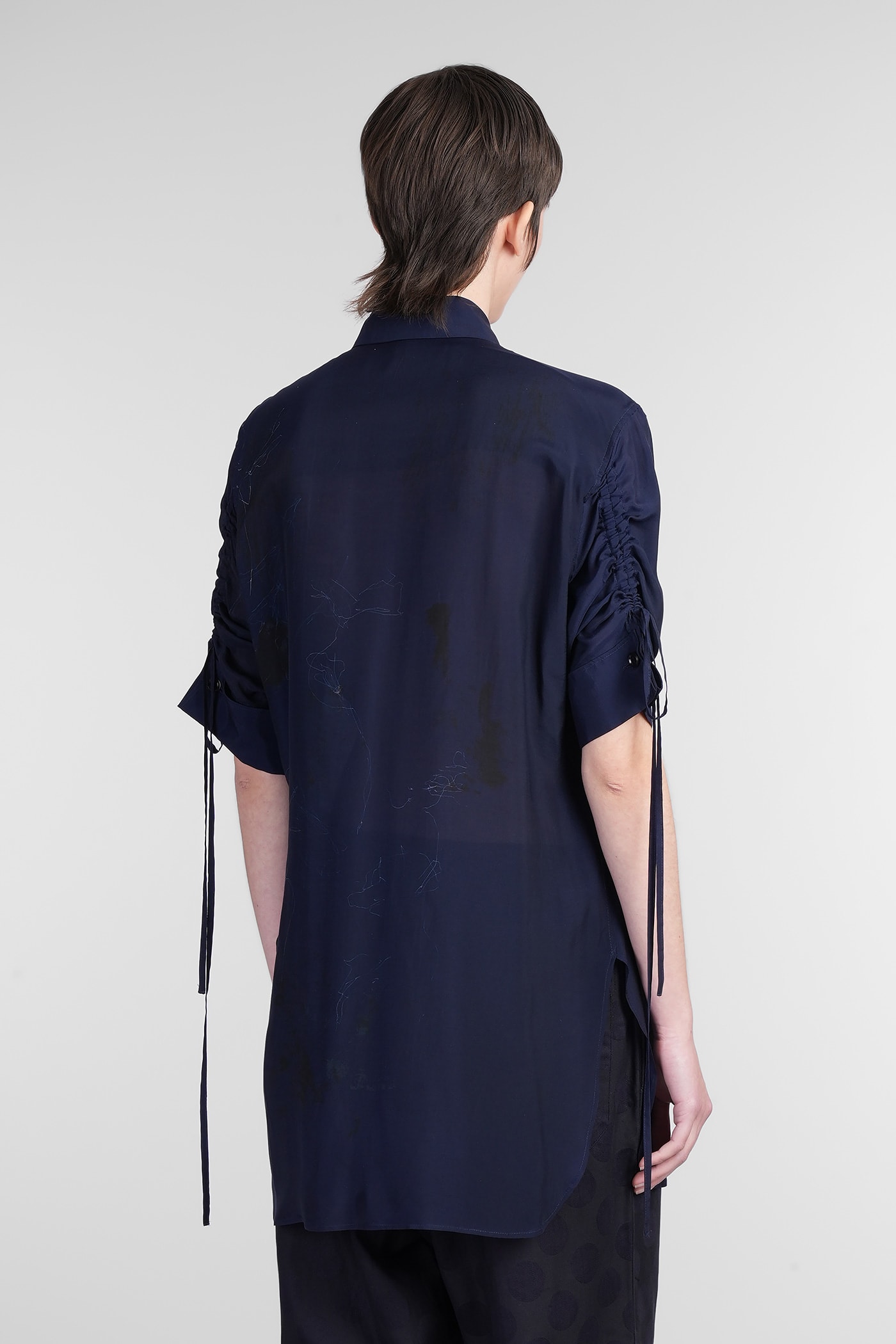 Yohji Yamamoto Shirt In Blue Polyamide Polyester In Blue