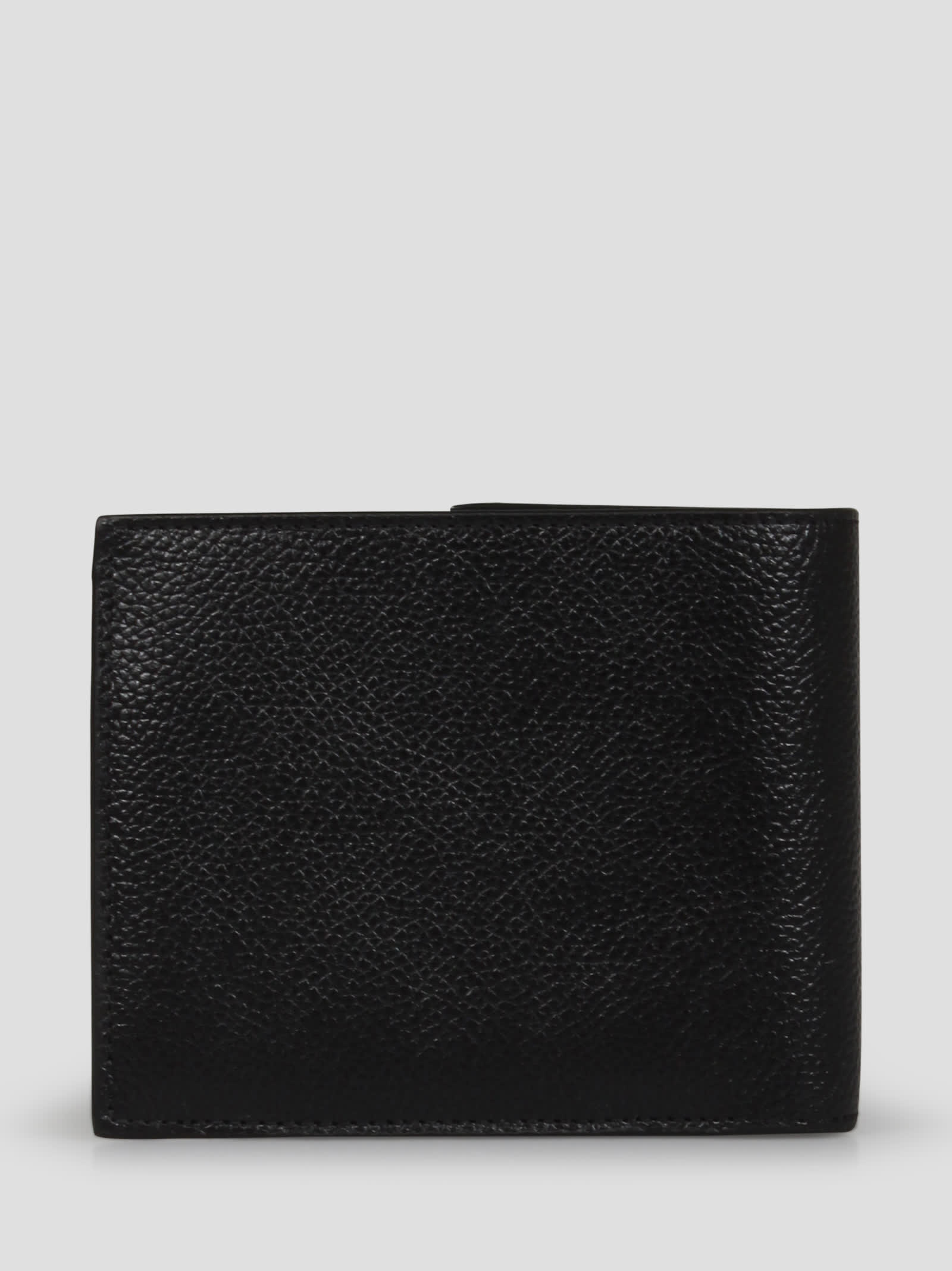 Balenciaga Political Stencil Logo Print Bifold Wallet In Black
