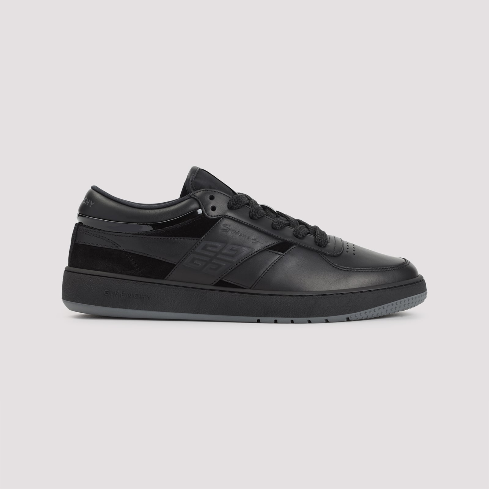 Givenchy Almond Toe Leather Sneakers In Black