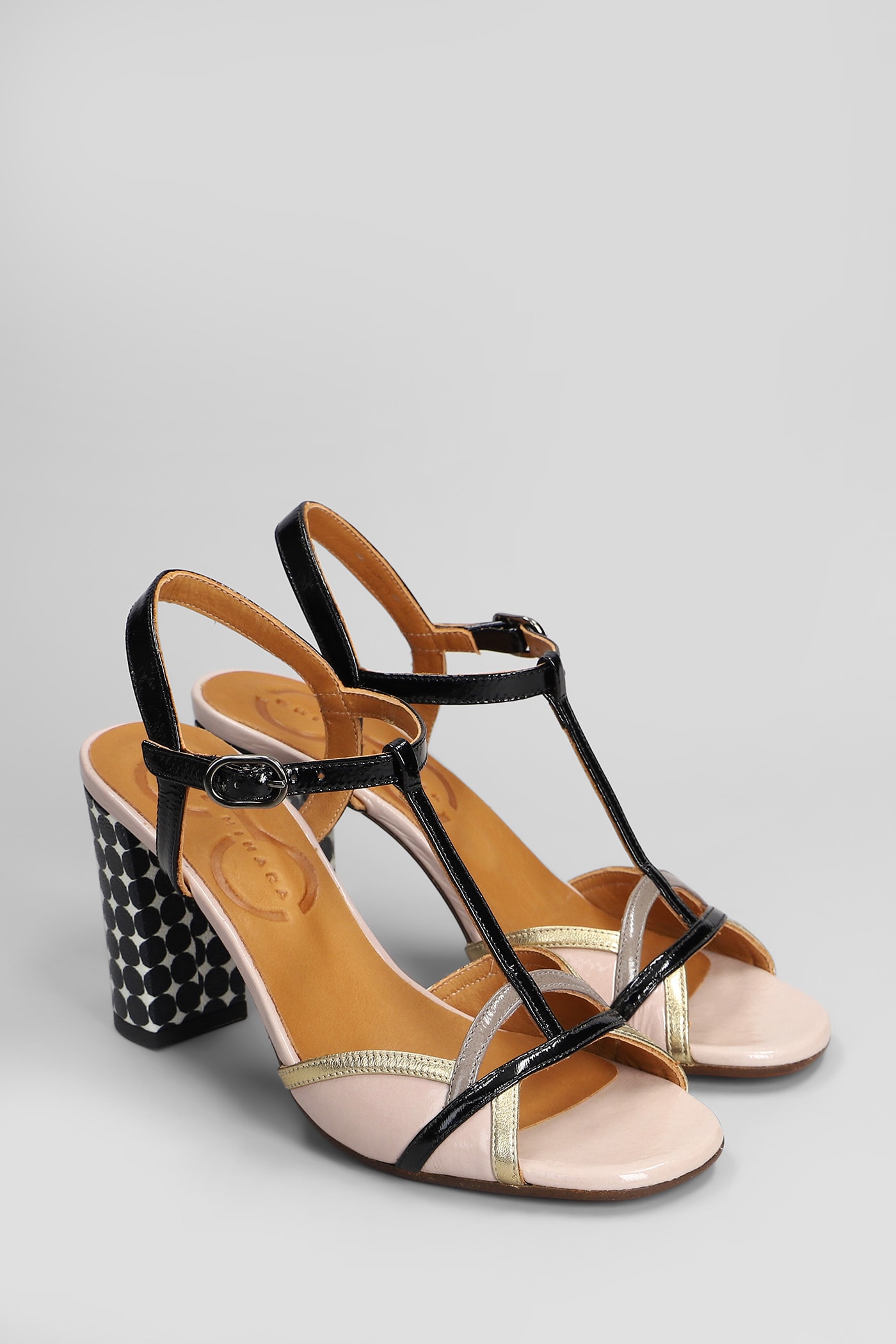 Chie Mihara Bemon Sandals In Rose-pink Leather In Black