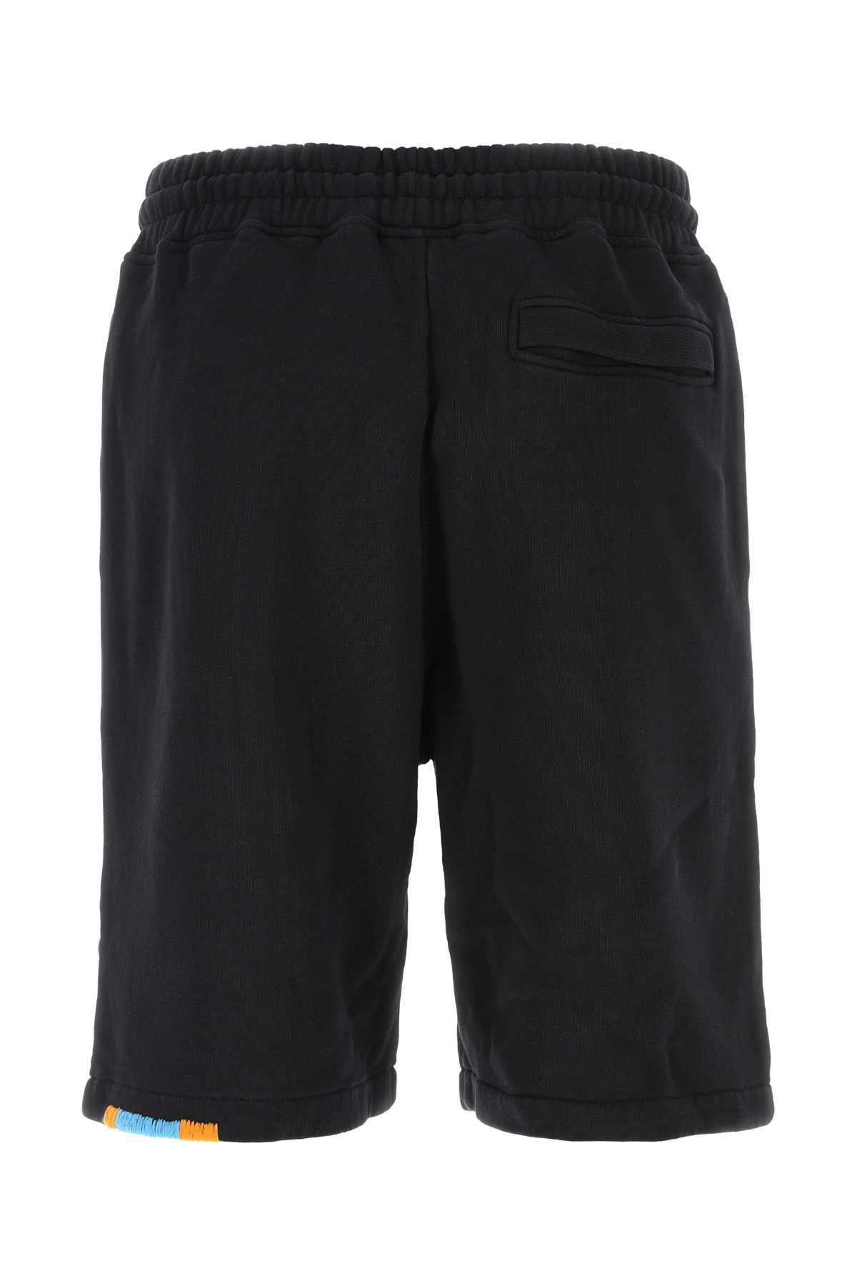Marcelo Burlon County Of Milan Black Cotton Bermuda Shorts In Blackorange