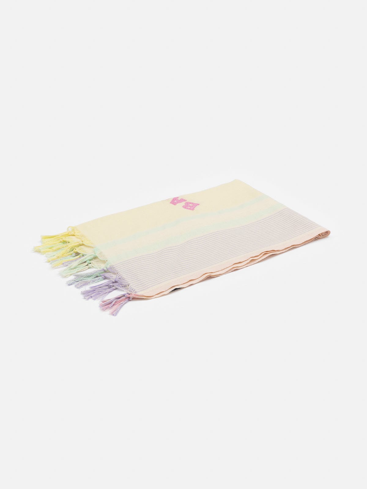 MC2 SAINT BARTH LIGHT COTTON BEACH TOWEL FOUTA WITH MULTICOLOR STRIPED PRINT AND EMBROIDERY