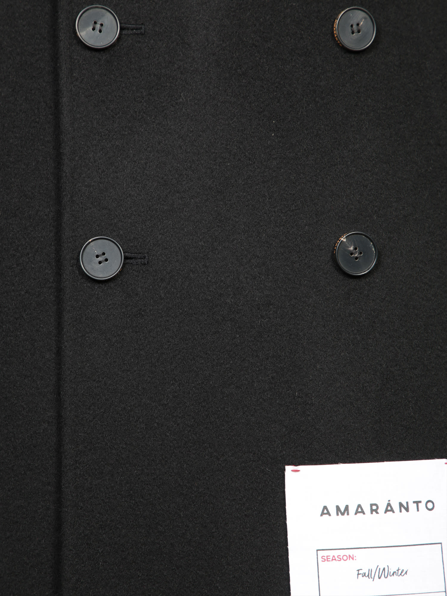 Shop Amaranto Black Double-breasted Coat