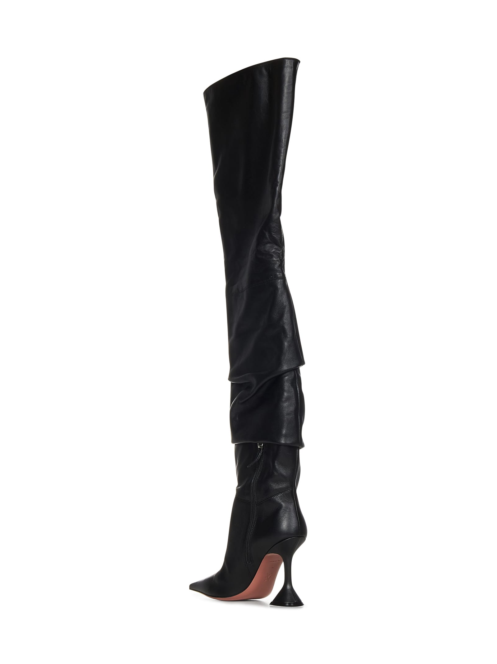 Shop Amina Muaddi Olivia Thigh High Boots In Black
