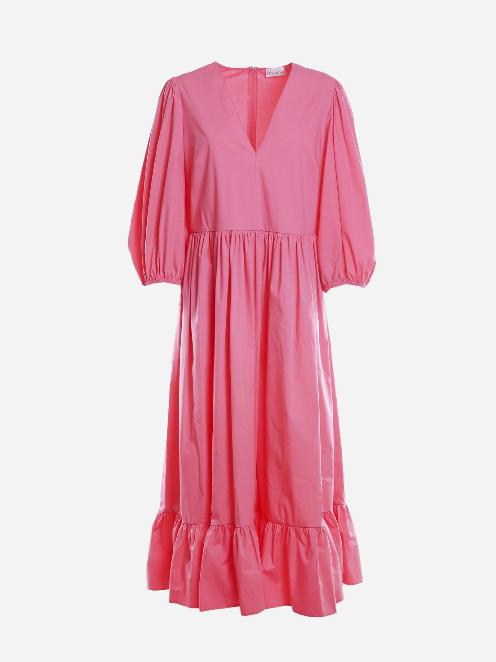 RED Valentino Cotton Poplin Dress With Puff Sleeves