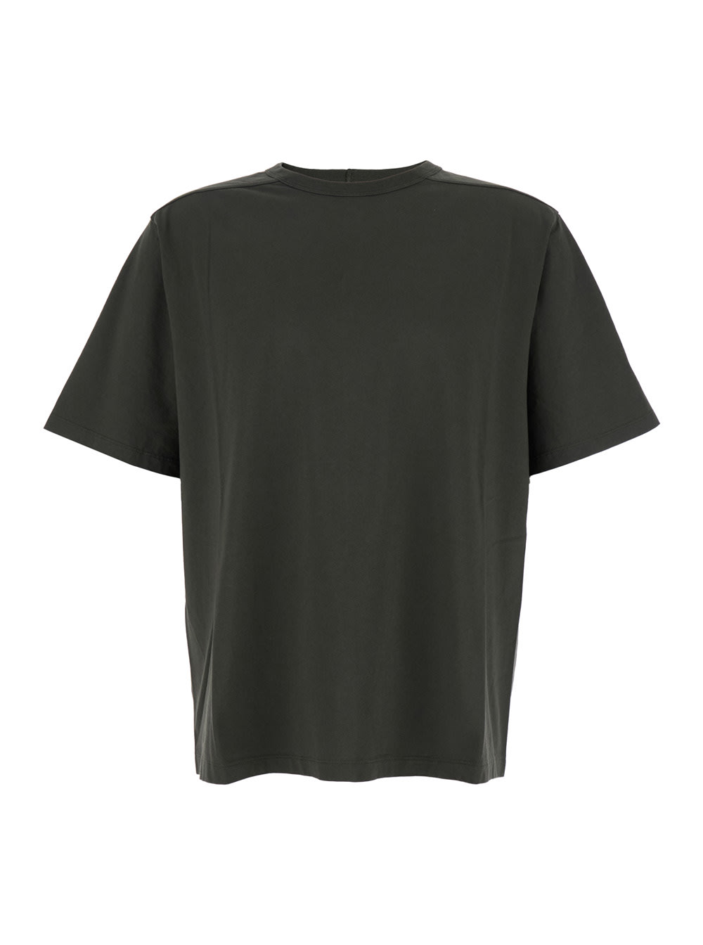 Rick Owens Brad Green Crewneck T-shirt With Rear Stitching In Cotton Man In Green