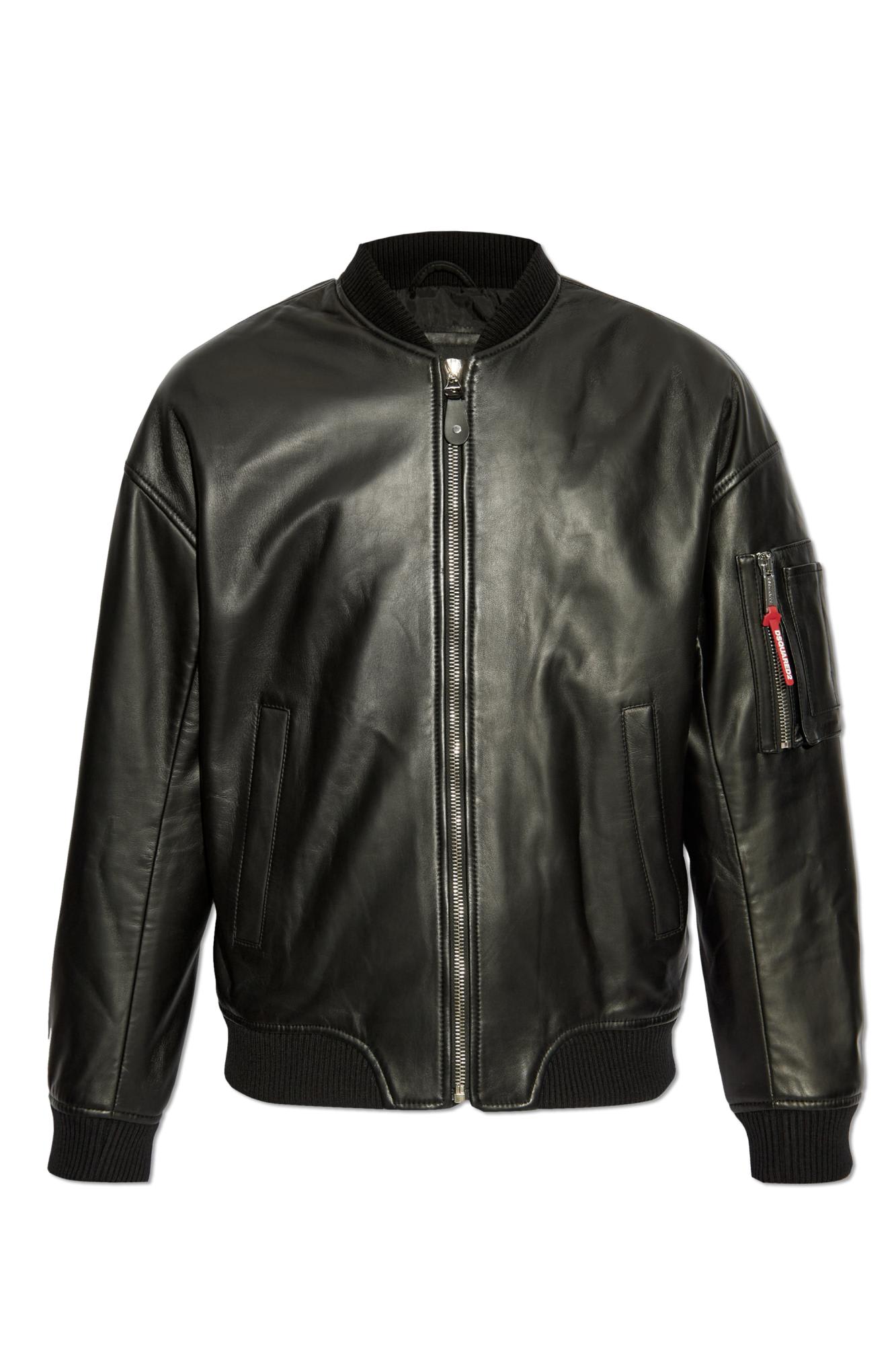 Dsquared2 Dsquared Men Black Leather Jacket In Black