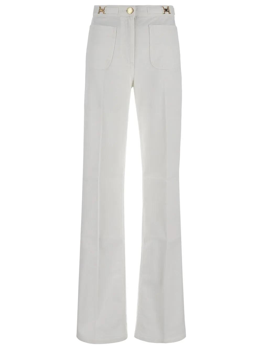 Shop Elisabetta Franchi White Jeans In Avorio