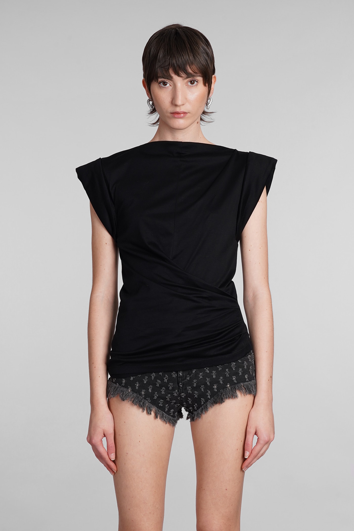 Shop Isabel Marant Maisan Topwear In Black Cotton