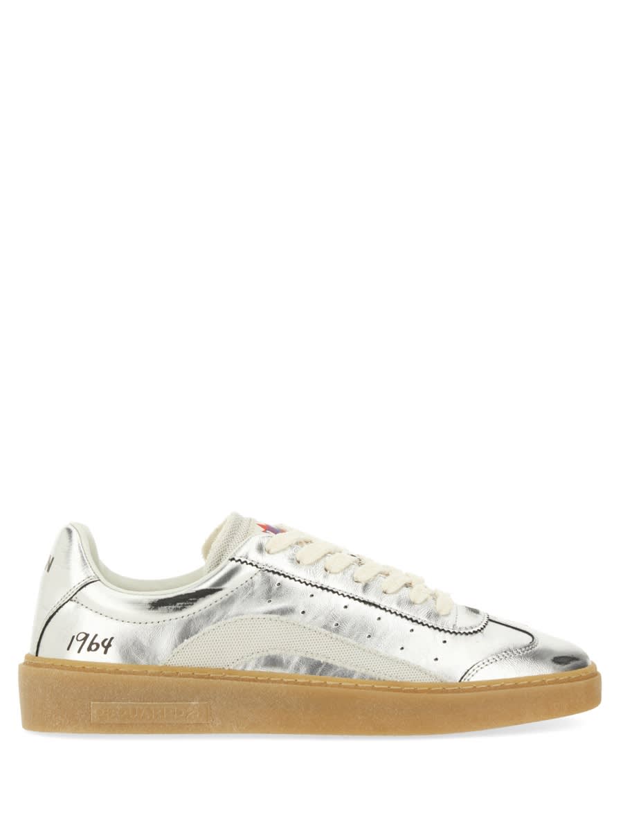 Dsquared2 Leather Sneaker In Silver