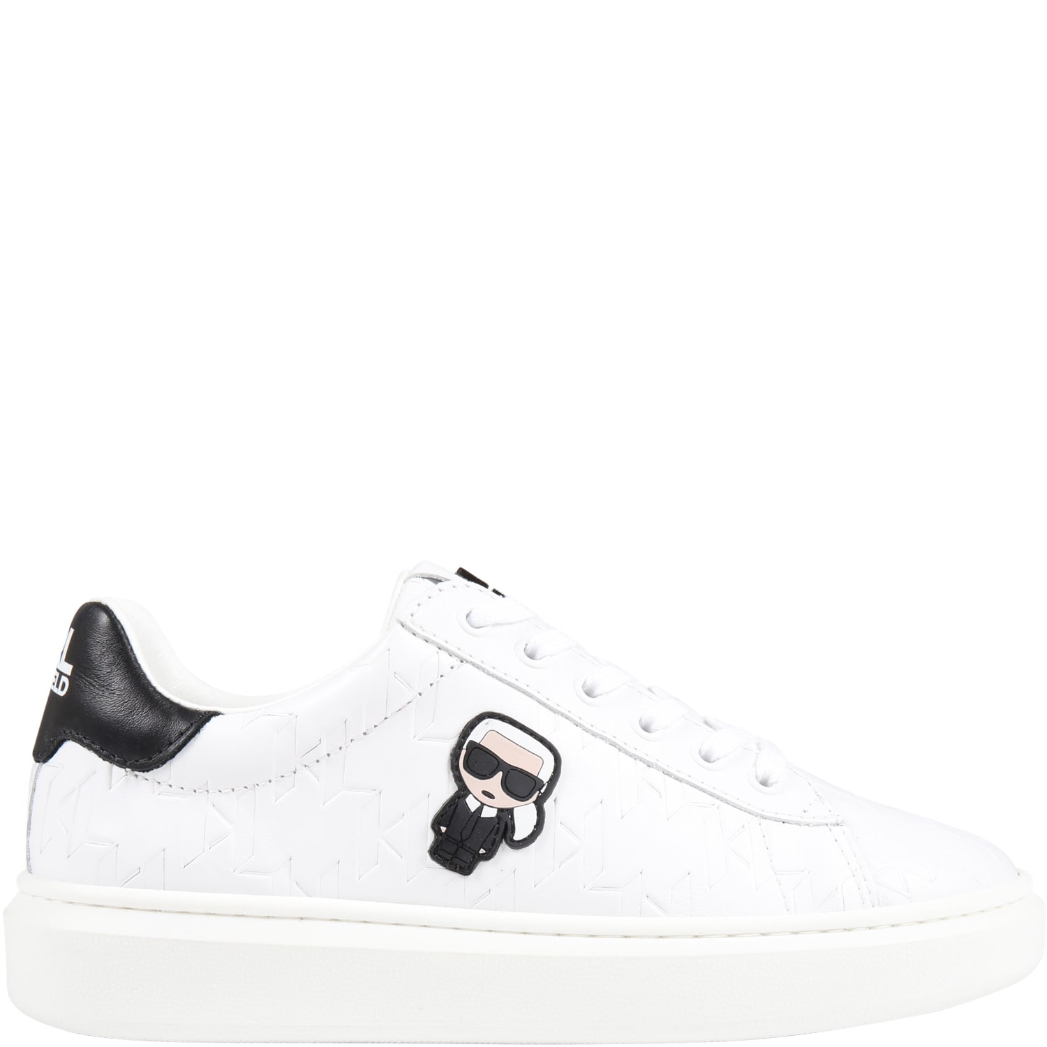Karl Lagerfeld Kids White Sneakers For Kids With Logo