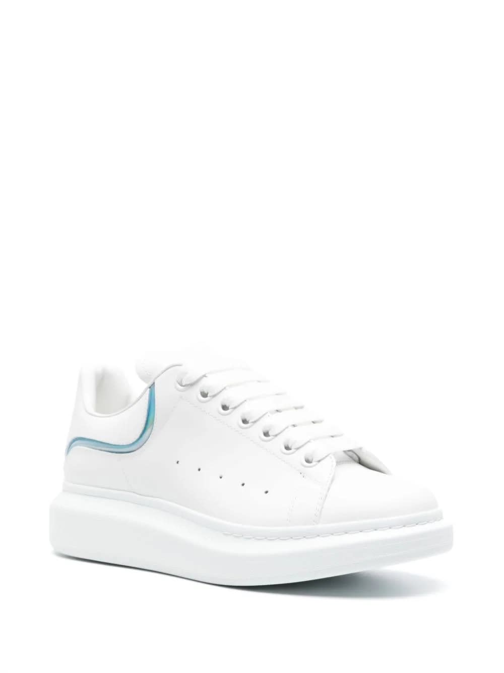Shop Alexander Mcqueen White Oversized Sneakers With Iridescent Profiled Spoiler