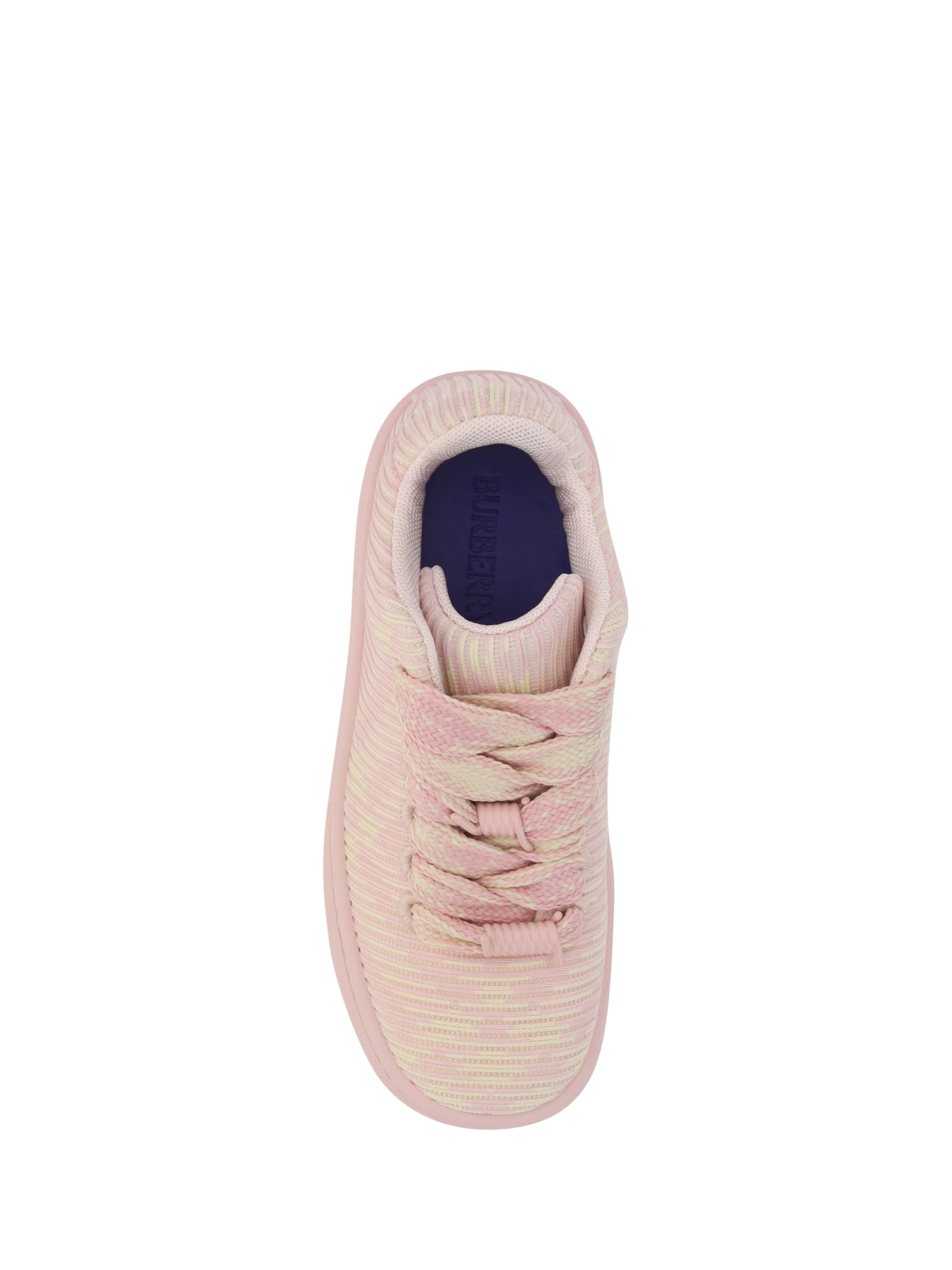 Burberry Pink Embroidered Fabric Sneakers In Cameo Ip Check