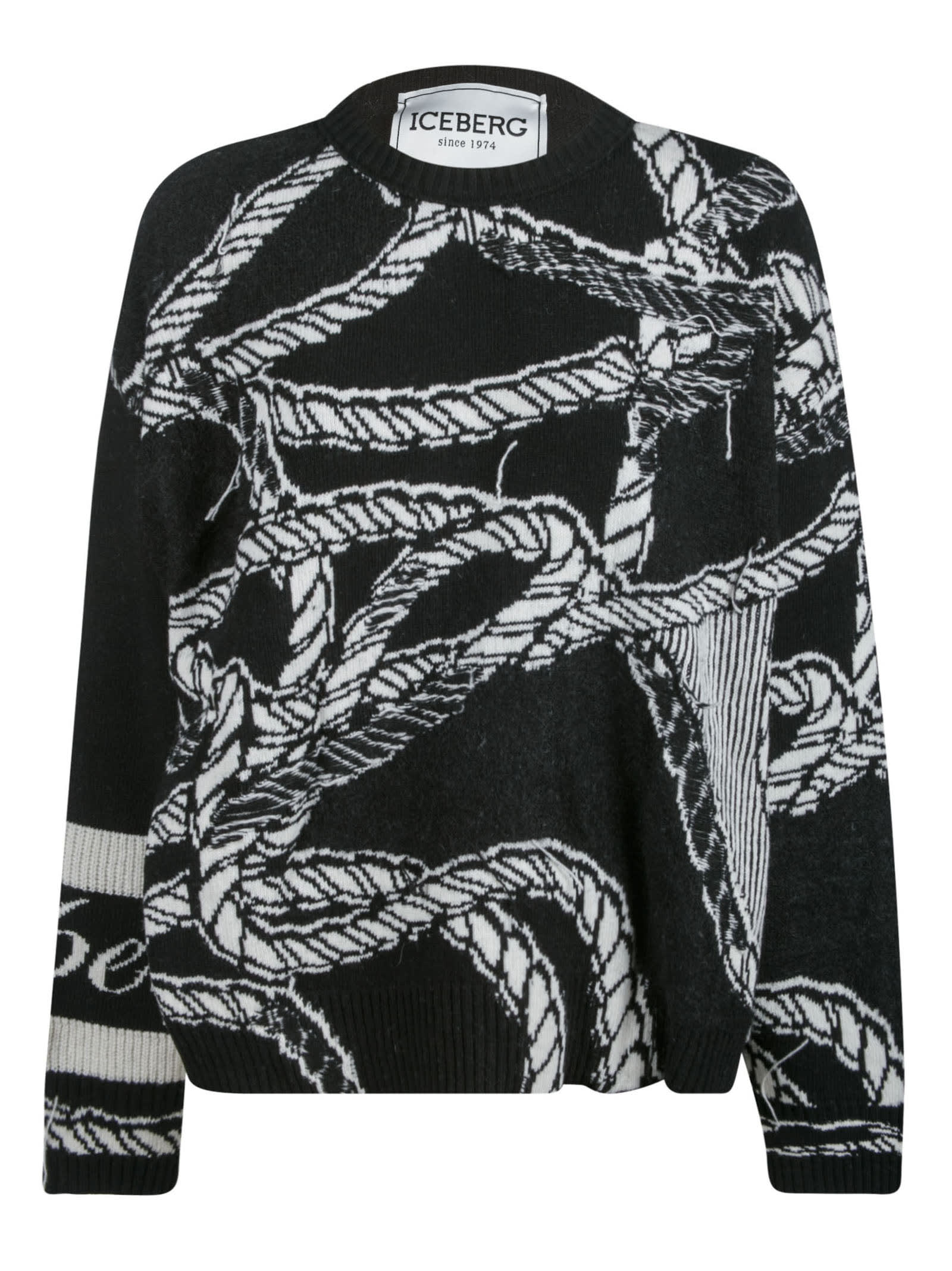 Iceberg Rope Embroidered Ribbed Sweater