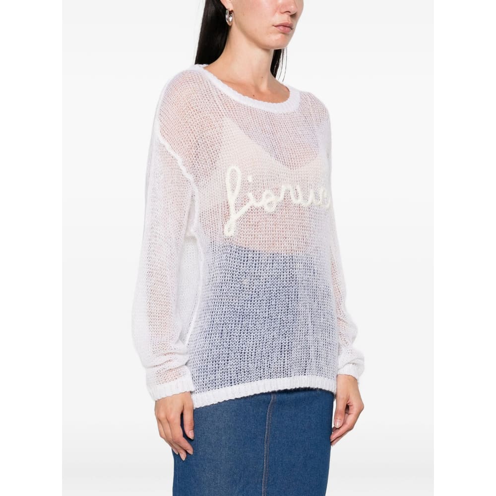 Fiorucci Embroidered Mesh Sweater In White