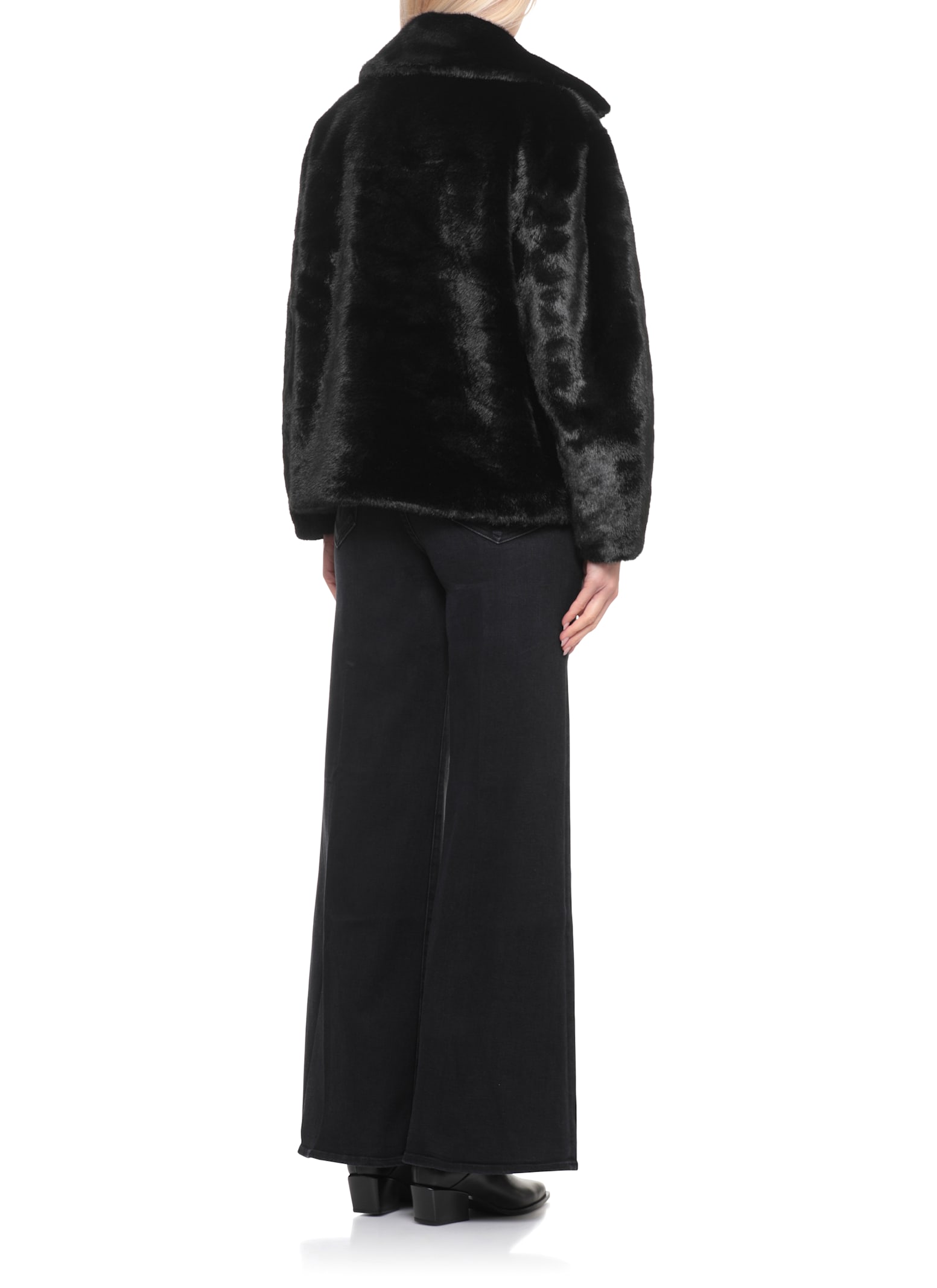 Betta Corradi Synth Fur Coat In Black