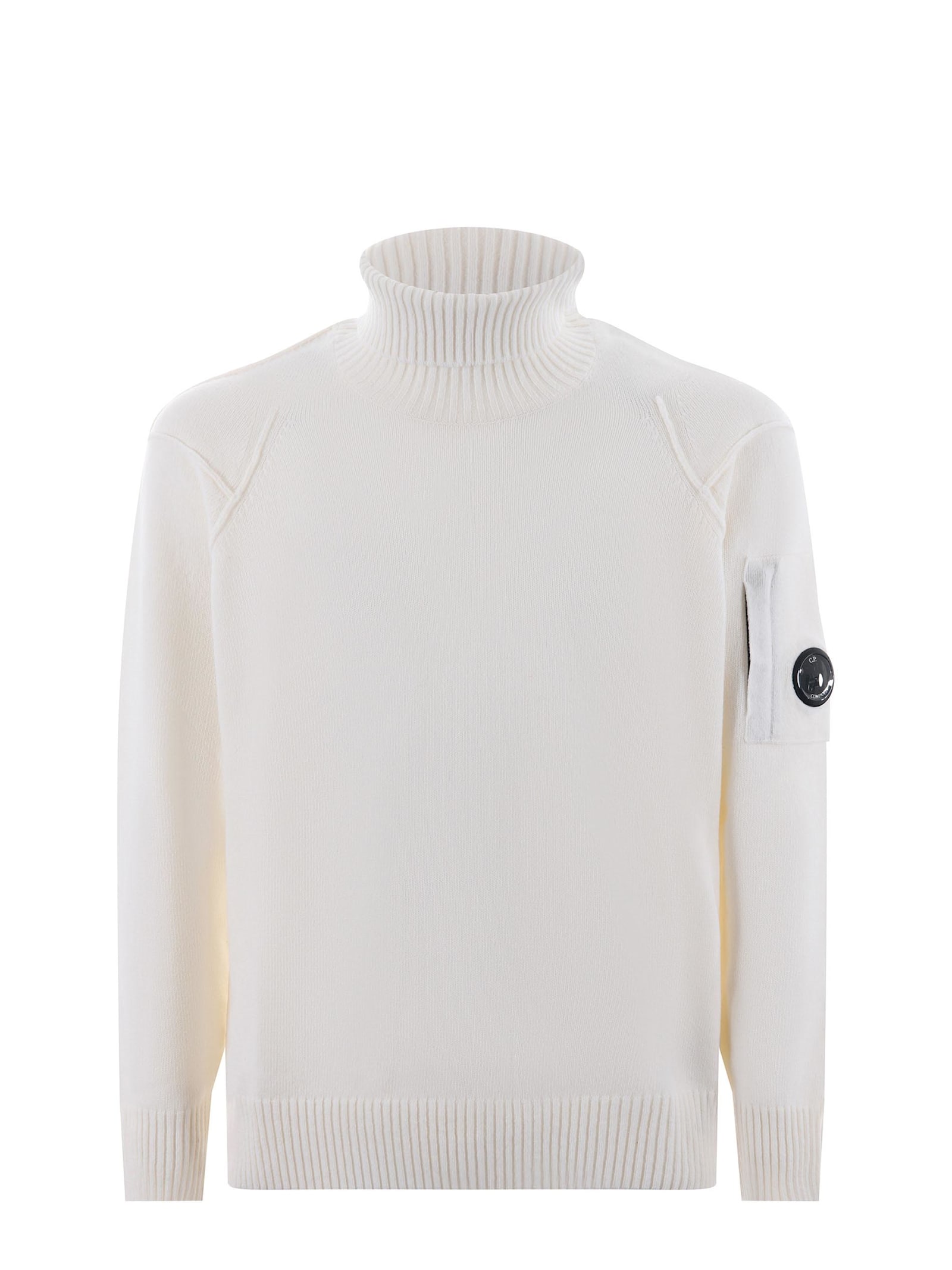 Shop C.p. Company Sweater  In Wool Blend In Cream