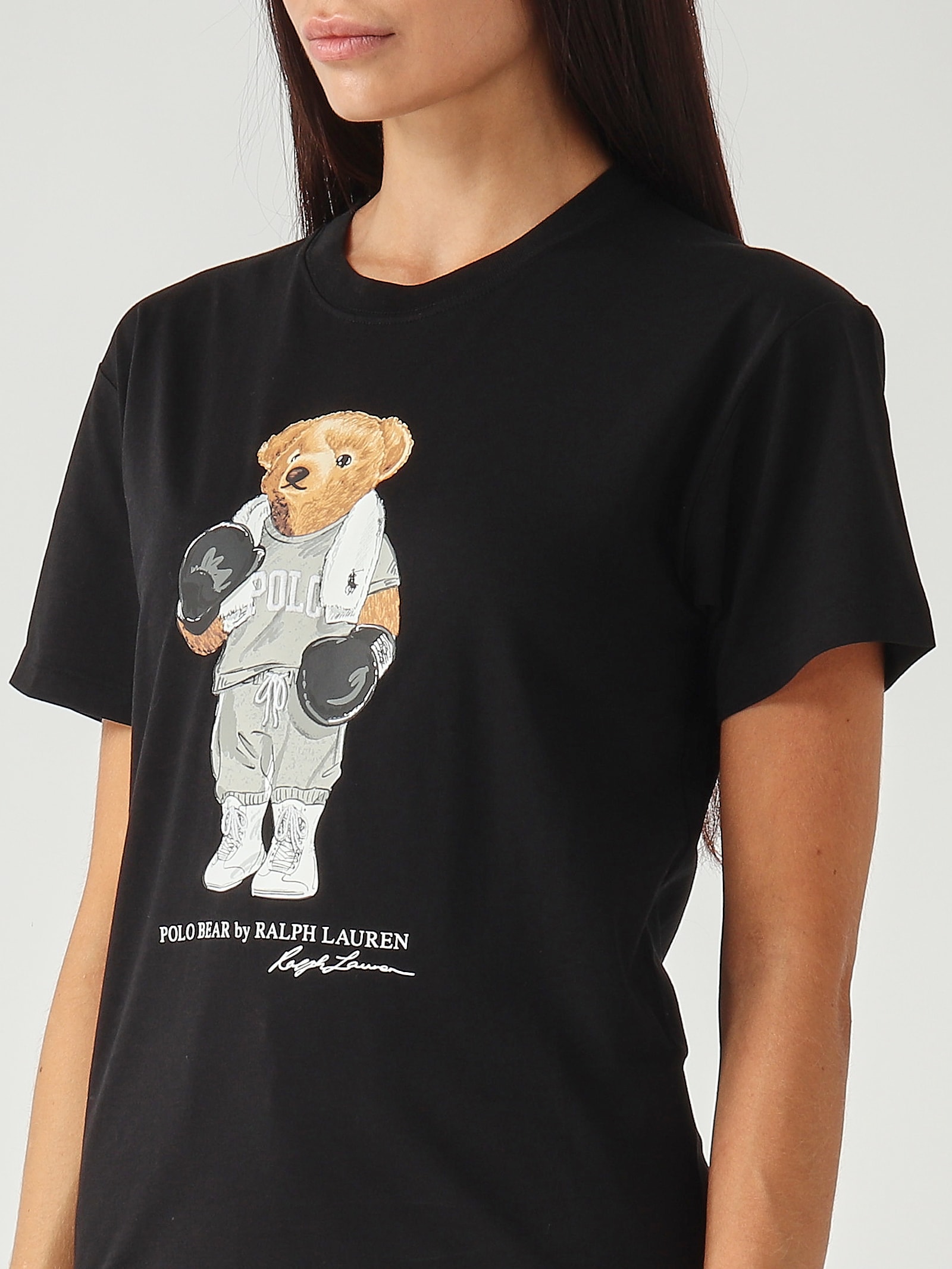 Polo Ralph Lauren Polo Bear In Jersey Di Cotone T-shirt In Black