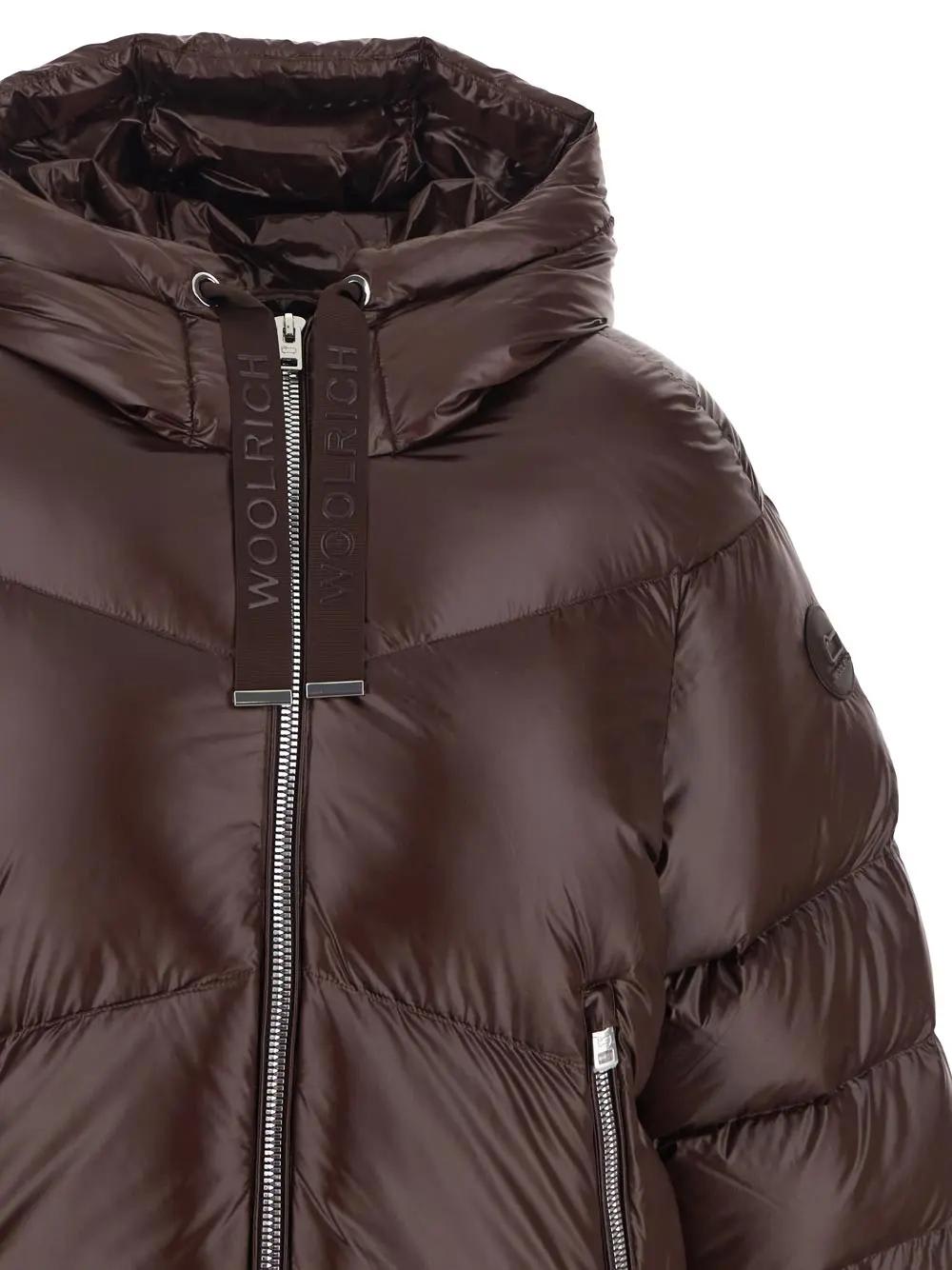 Shop Woolrich Aliquippa Hooded Puffer Jacket In Dark Brown