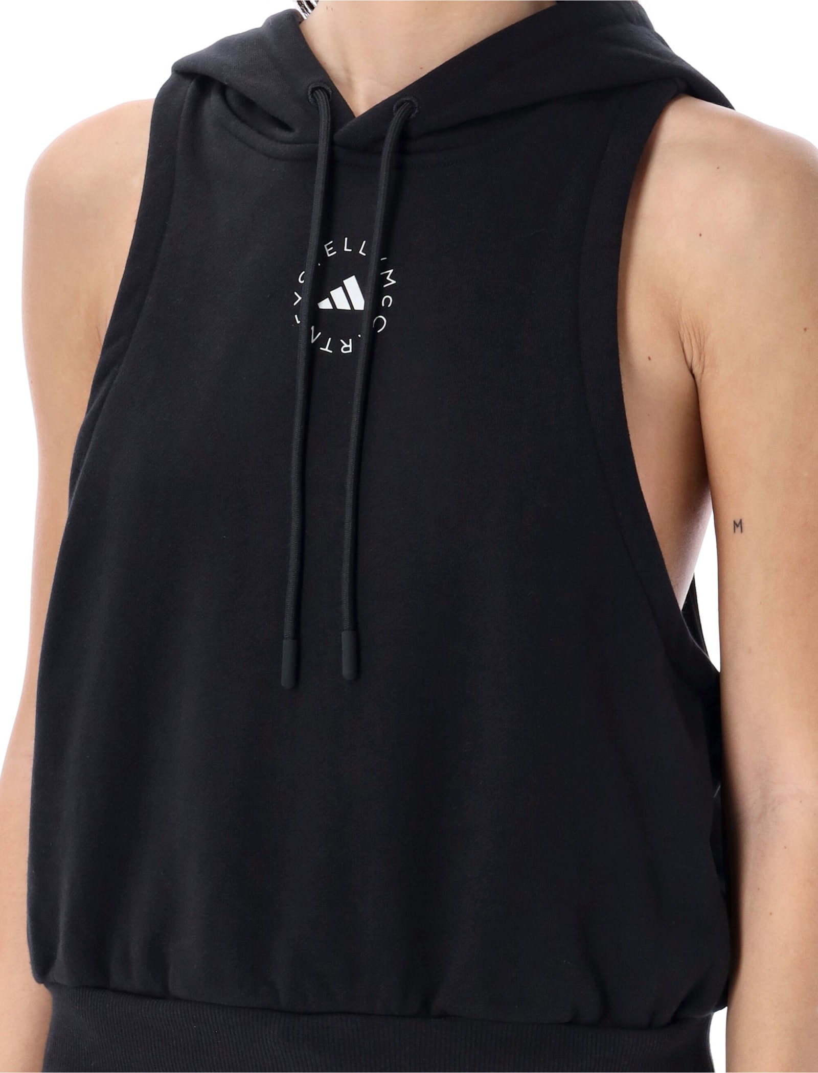 Shop Adidas By Stella Mccartney Sleeveless Hoodie In Black