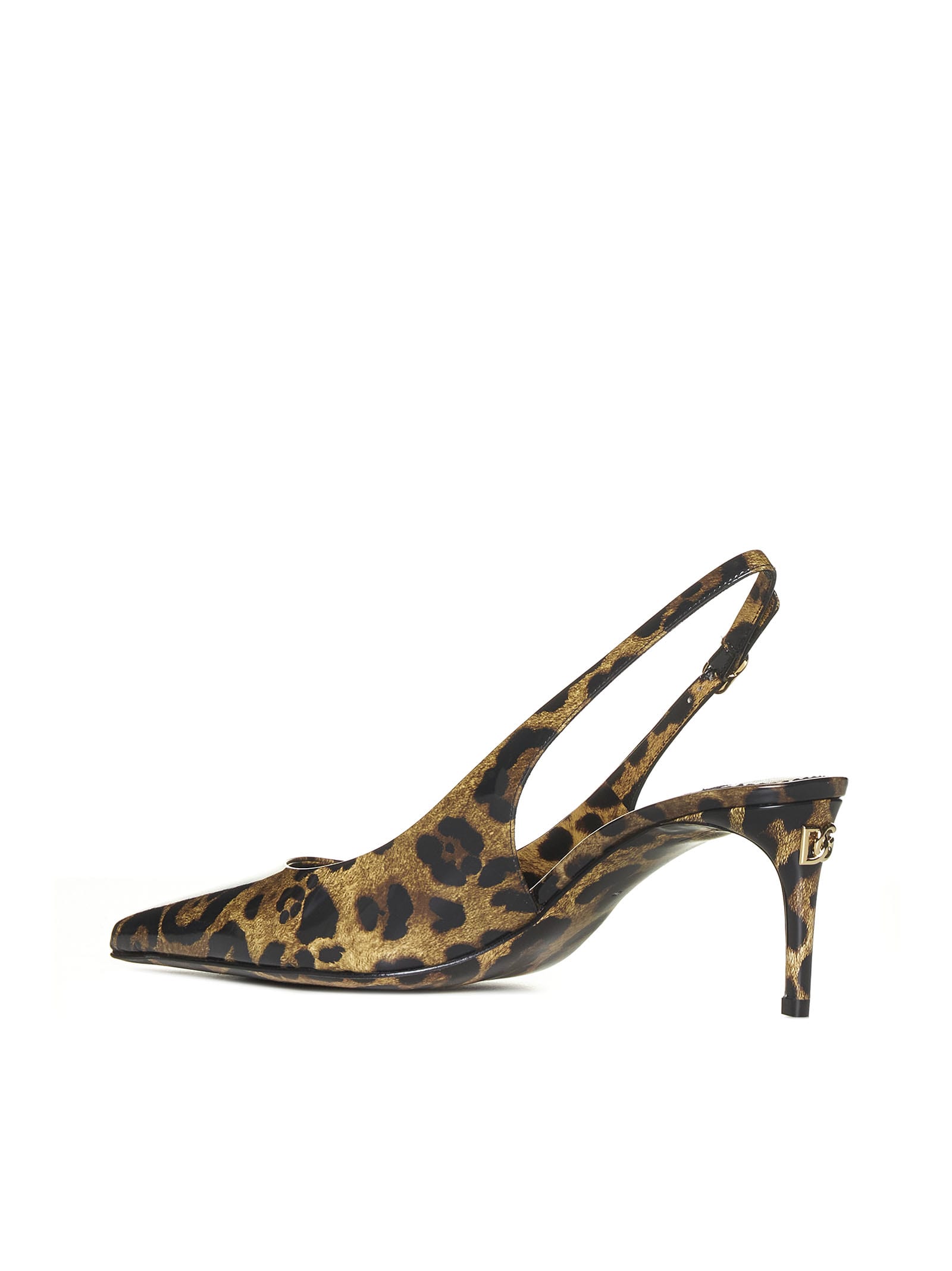 Dolce & Gabbana Luxurious Leopard Printed Slingback Pumps For Women In Beige