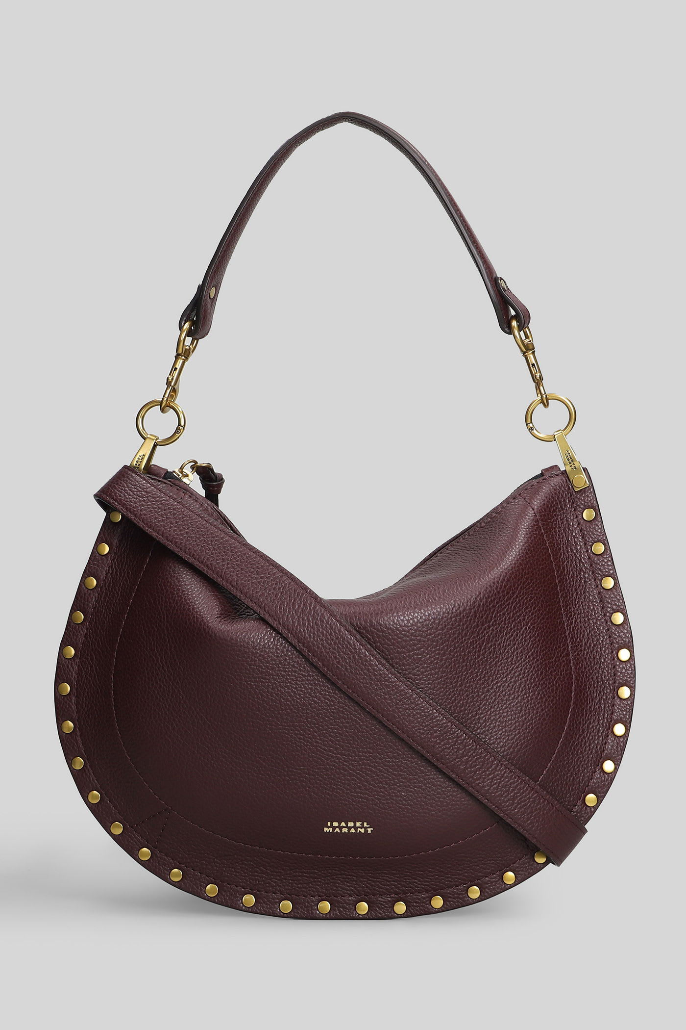 Isabel Marant Oskan Soft Zip Shoulder Bag In Bordeaux Leather In Burgundy