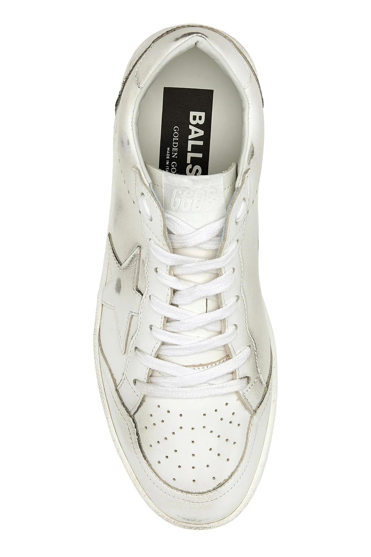 Shop Golden Goose White Leather Ball Star Sneakers In Optic White