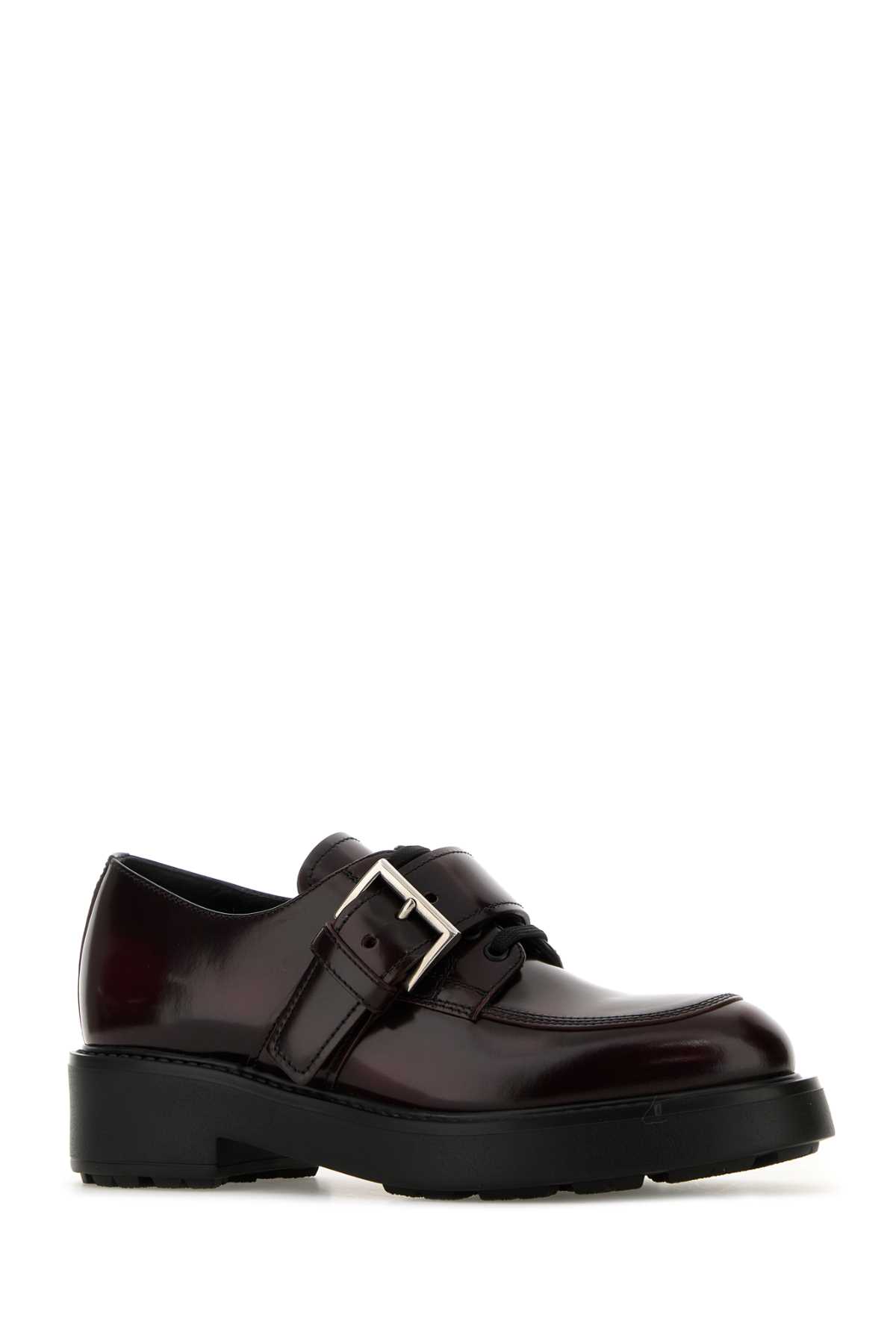 Shop Prada Grape Leather Diapason Lace-up Shoes In Cordovan