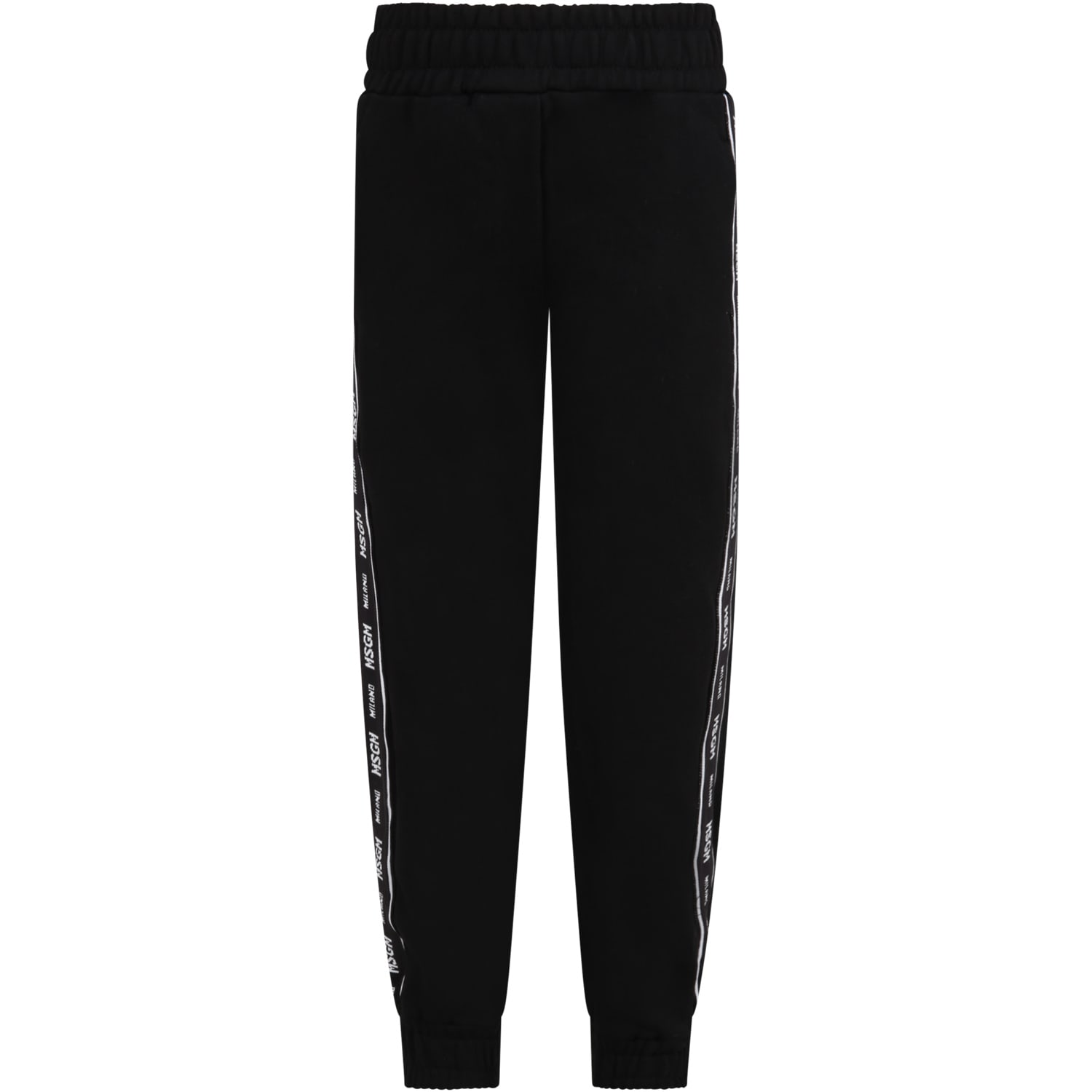 MSGM Black Sweatpant For Kids With Logos