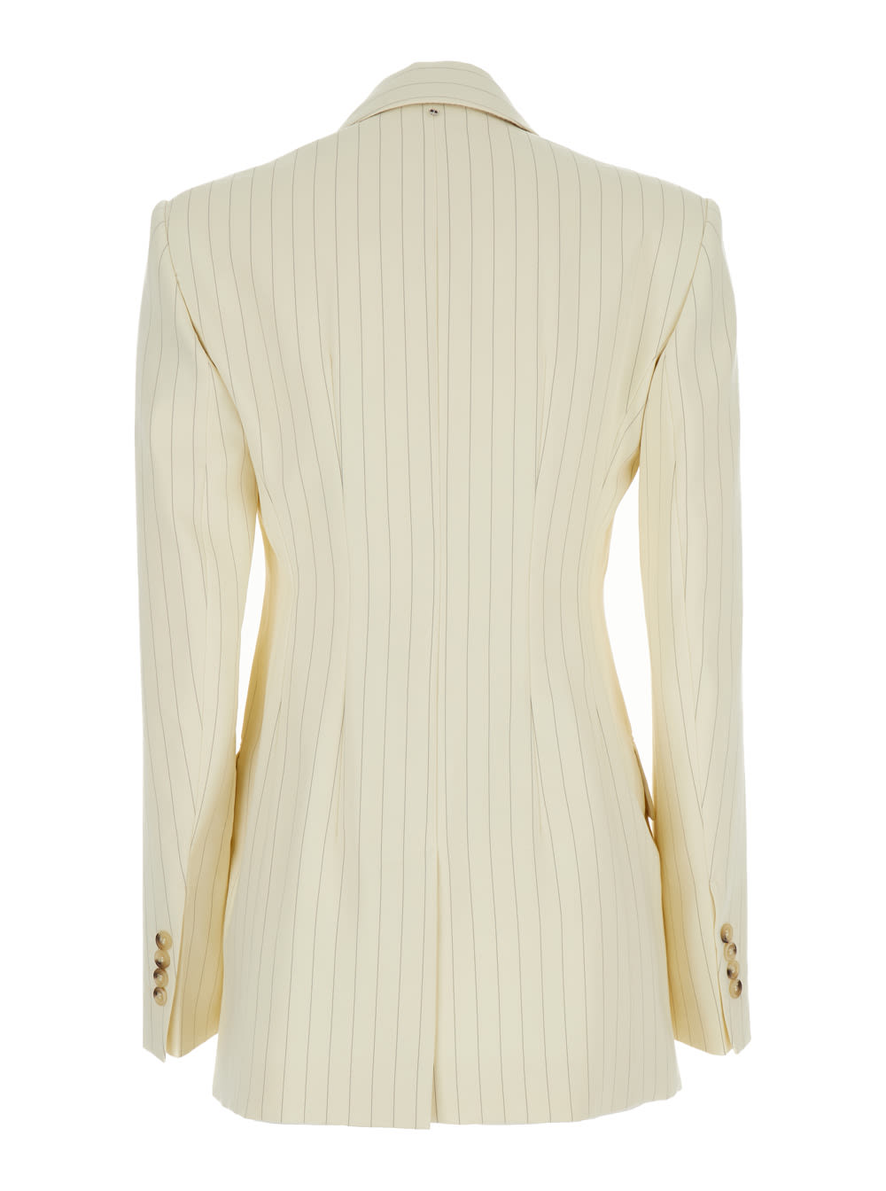 Shop Sportmax Cream White Aversa Single-breasted Striped Blazer In Ramie Woman