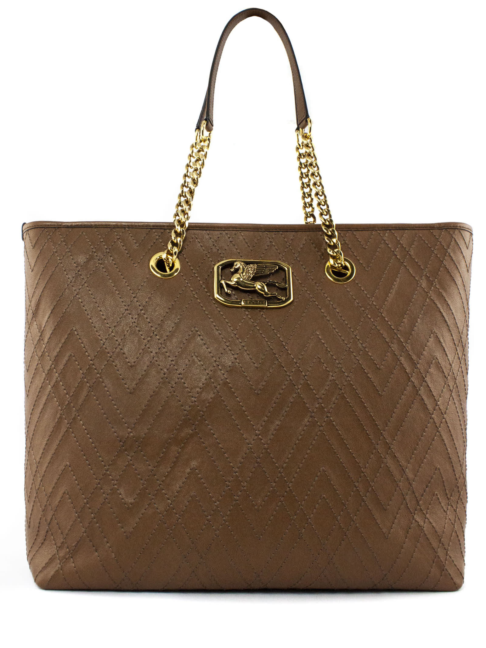 Etro Brown Leather Shopping Bag