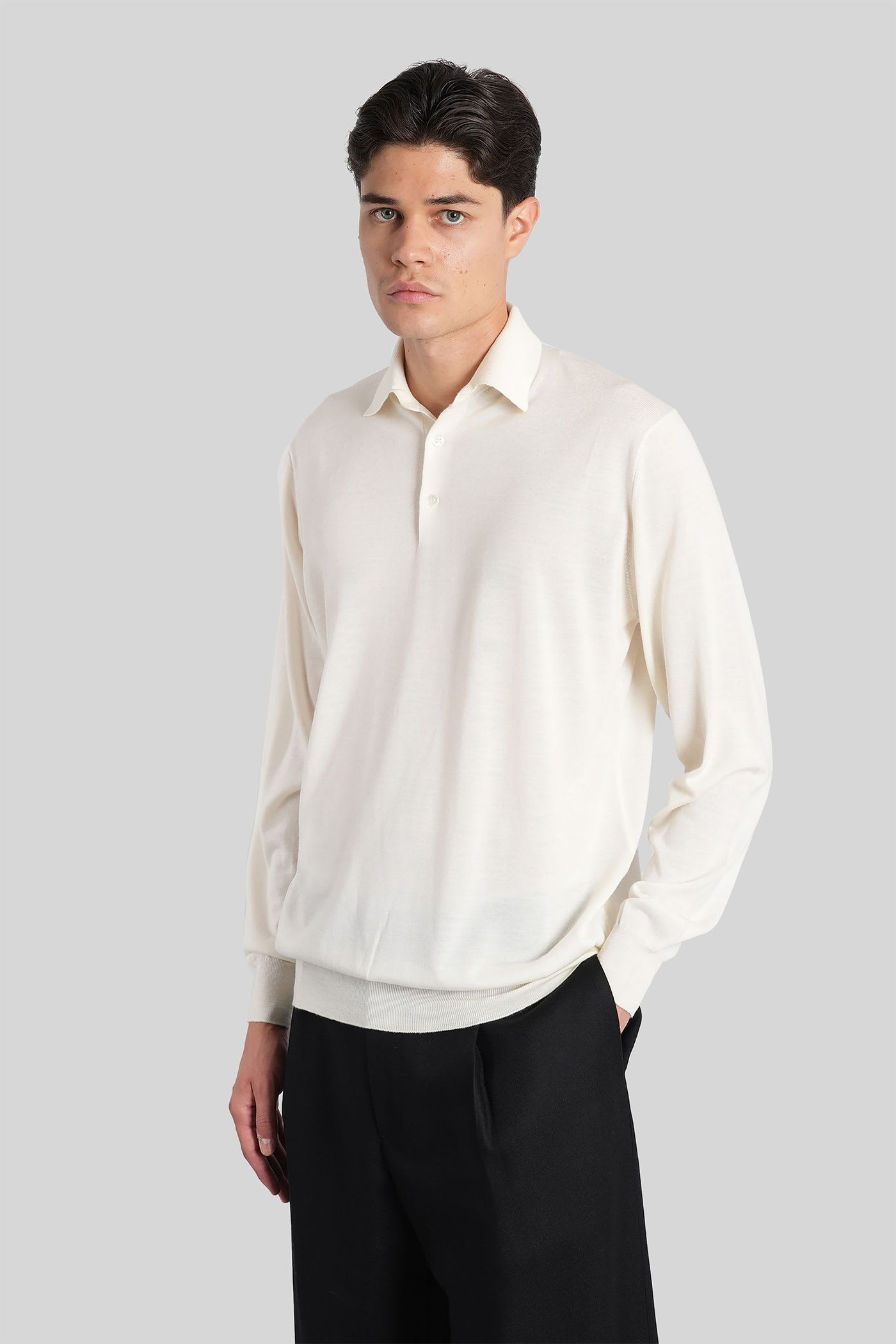 Lardini Polo In Beige Wool In Neutral