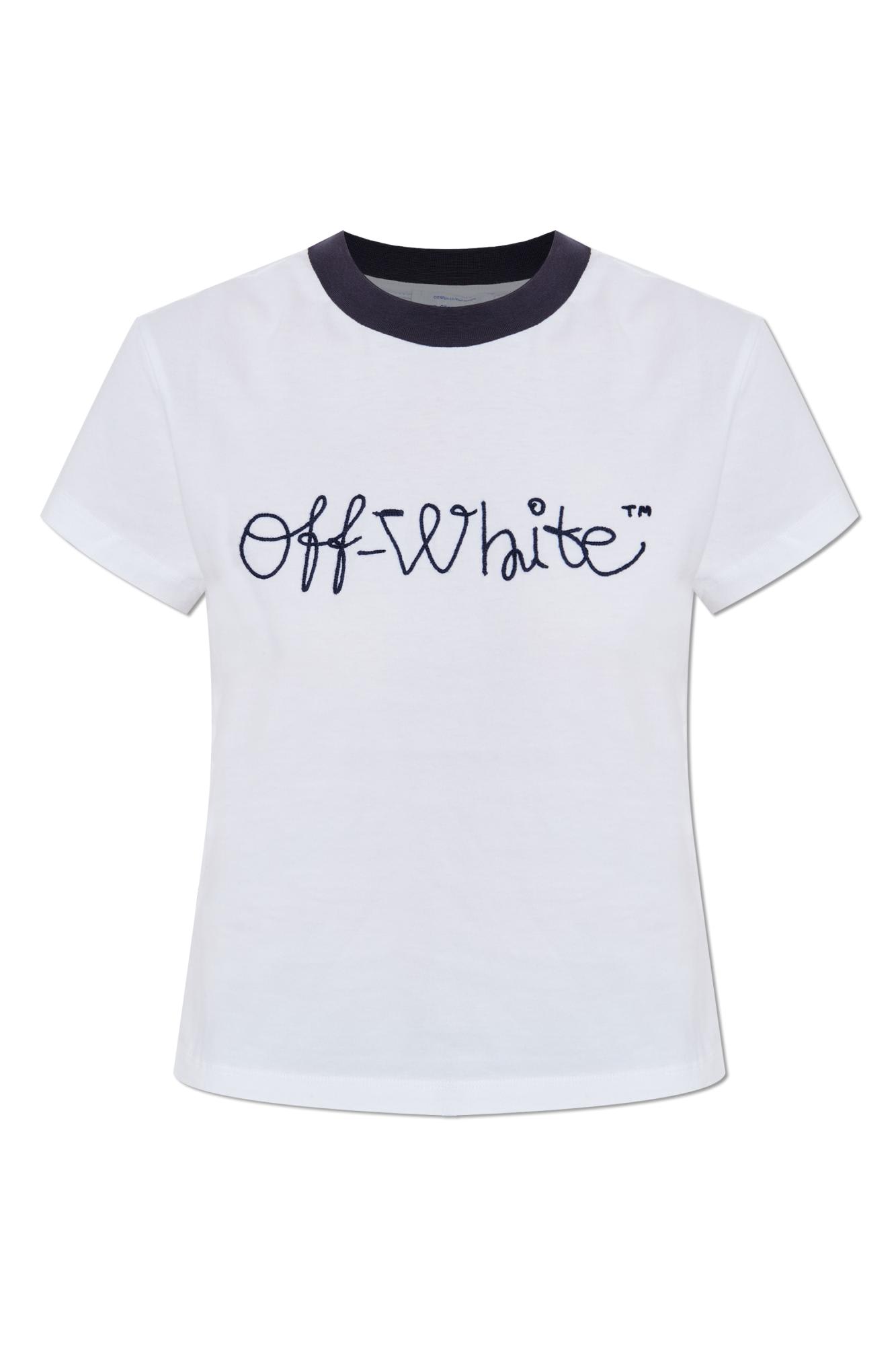 Off-white T-shirt With Embroidered Logo In White