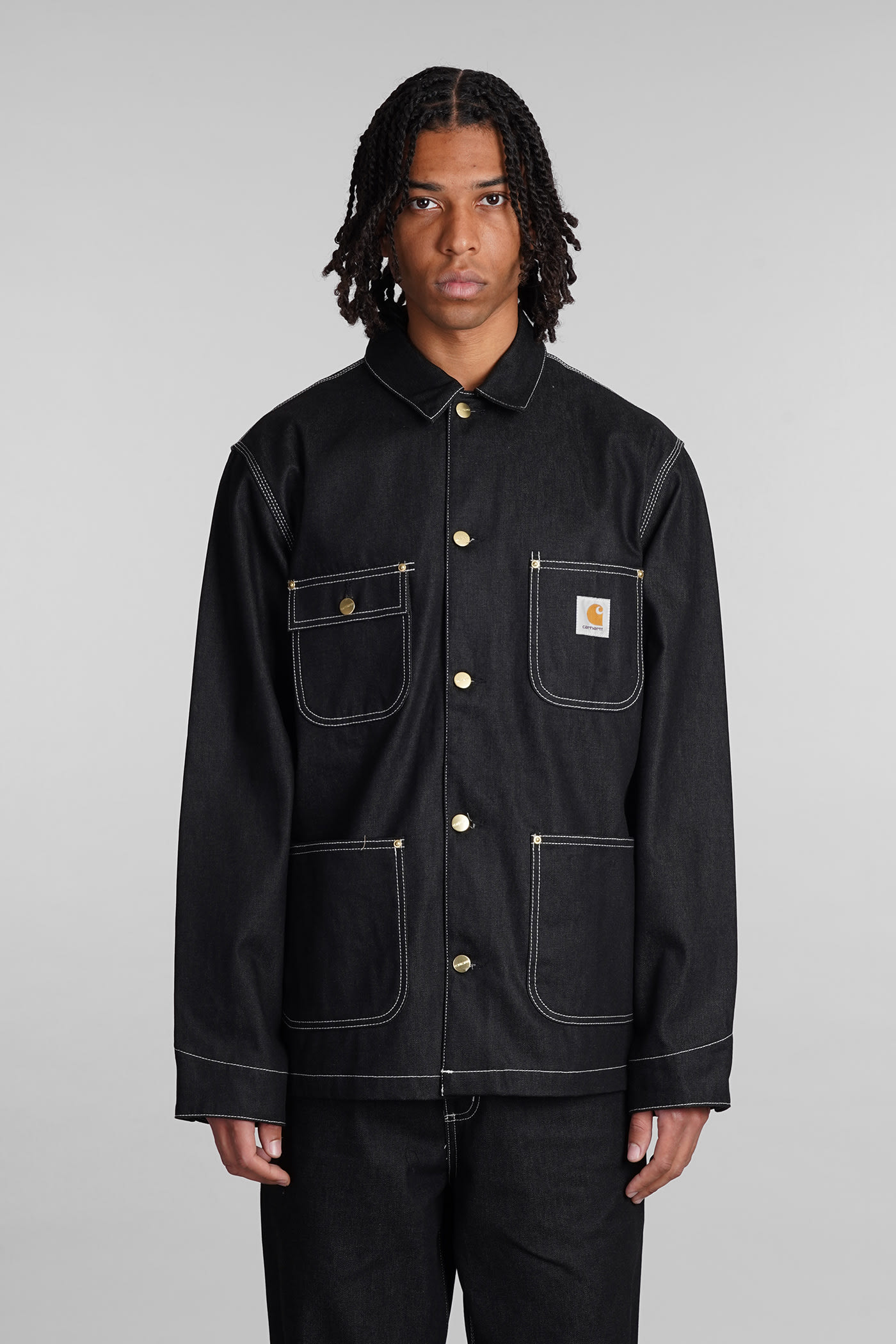 Shop Carhartt Denim Jackets In Black Denim