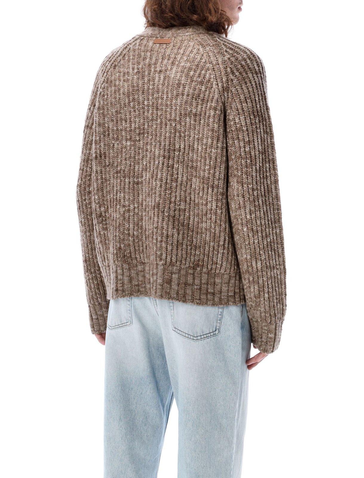 Shop Ami Alexandre Mattiussi Paris Chunky Knitted Cardigan In Neutrals