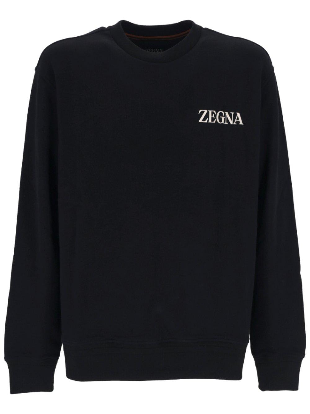 Shop Zegna Logo Prrinted Crewneck Sweatshirt