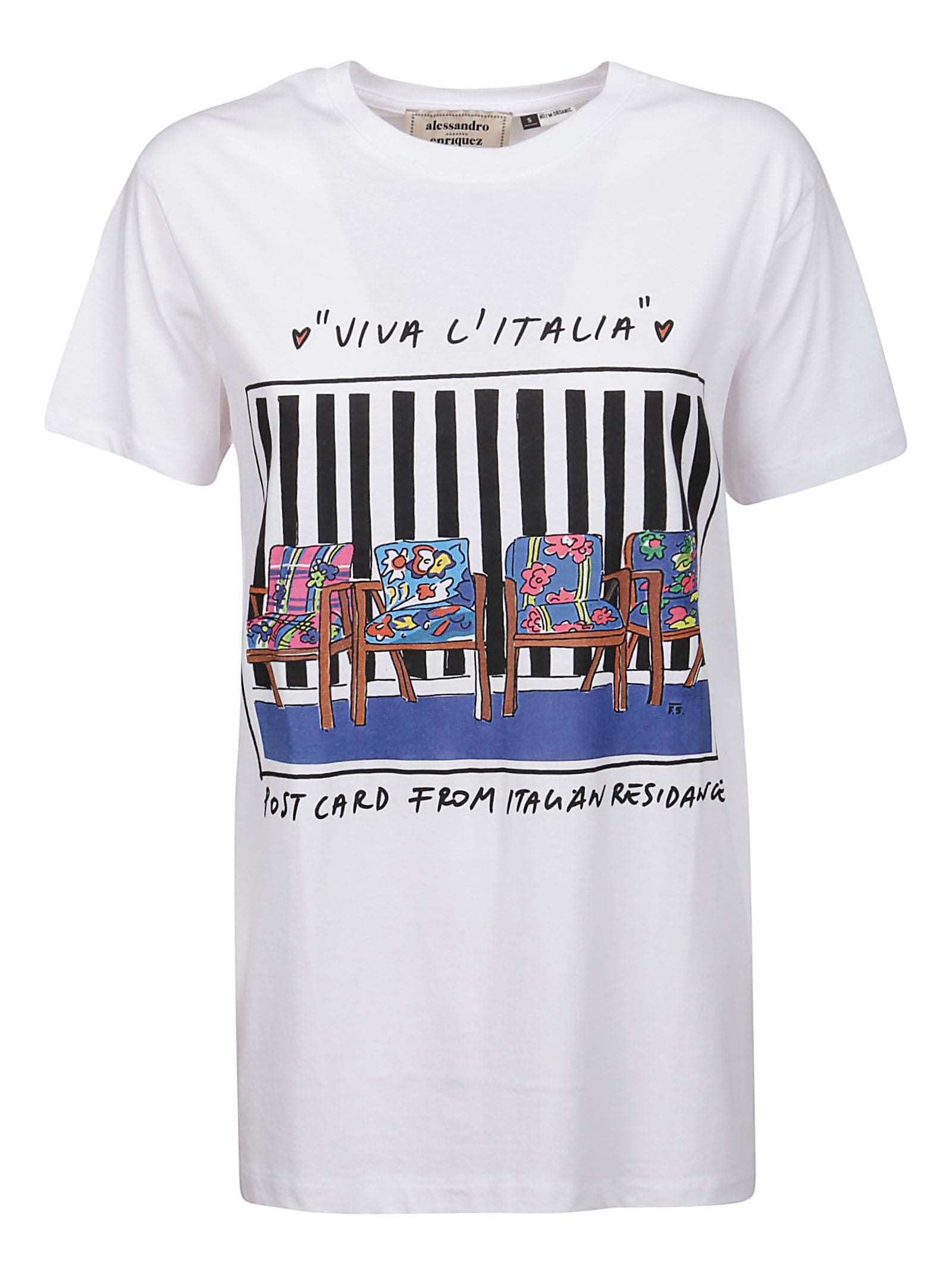 Alessandro Enriquez Residance Print Cotton T-shirt In White